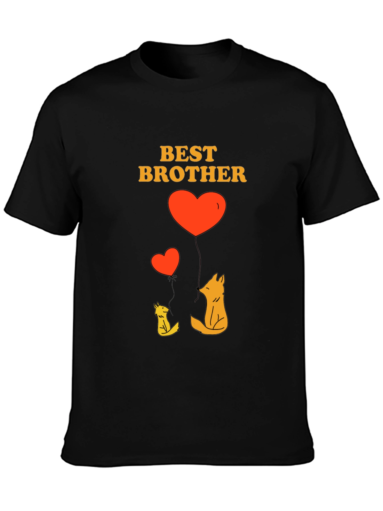 Black Best Brother Fox Heart Graphic T-Shirt view 3