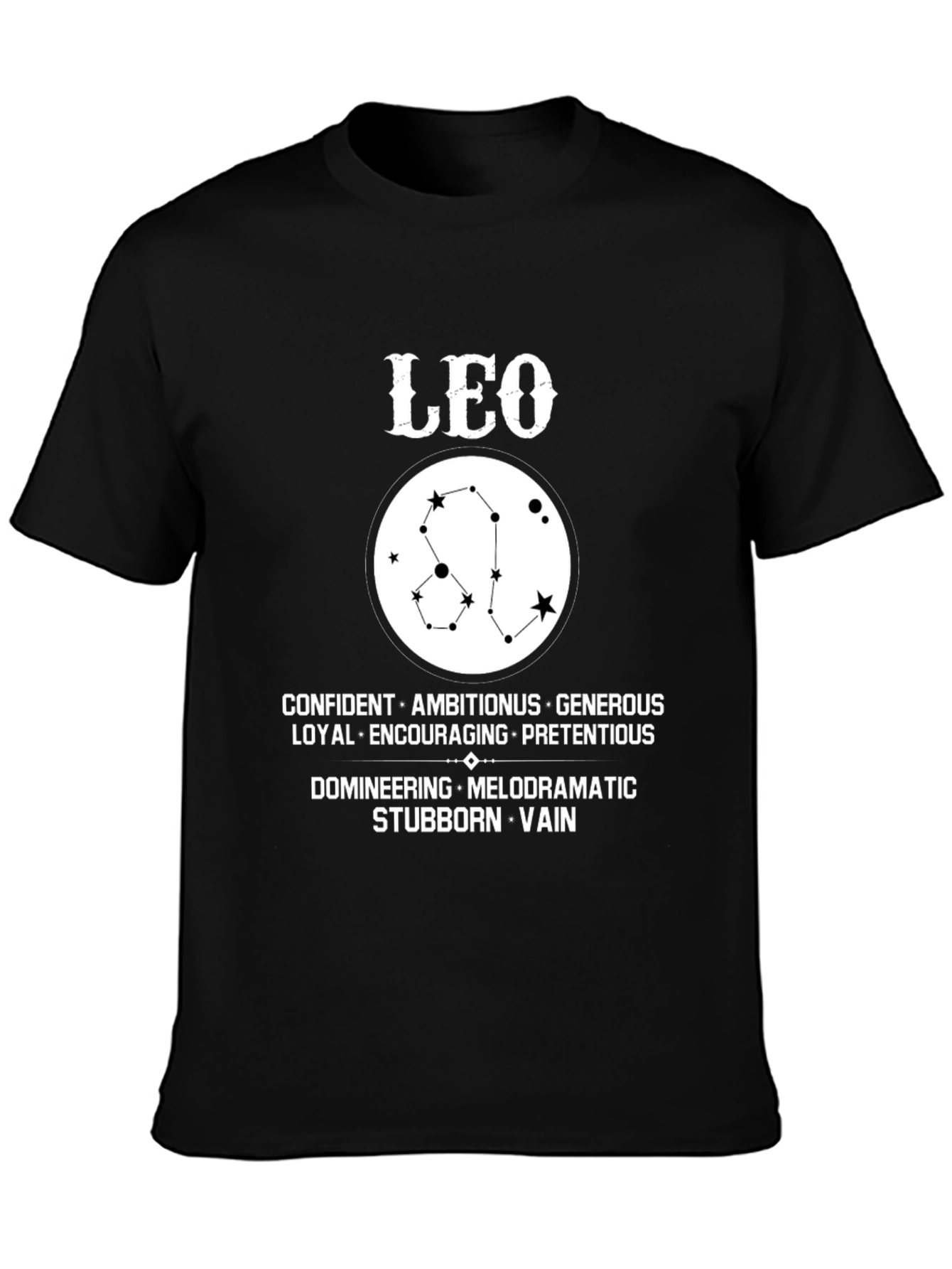 Black Leo Zodiac Constellation T-Shirt view 3
