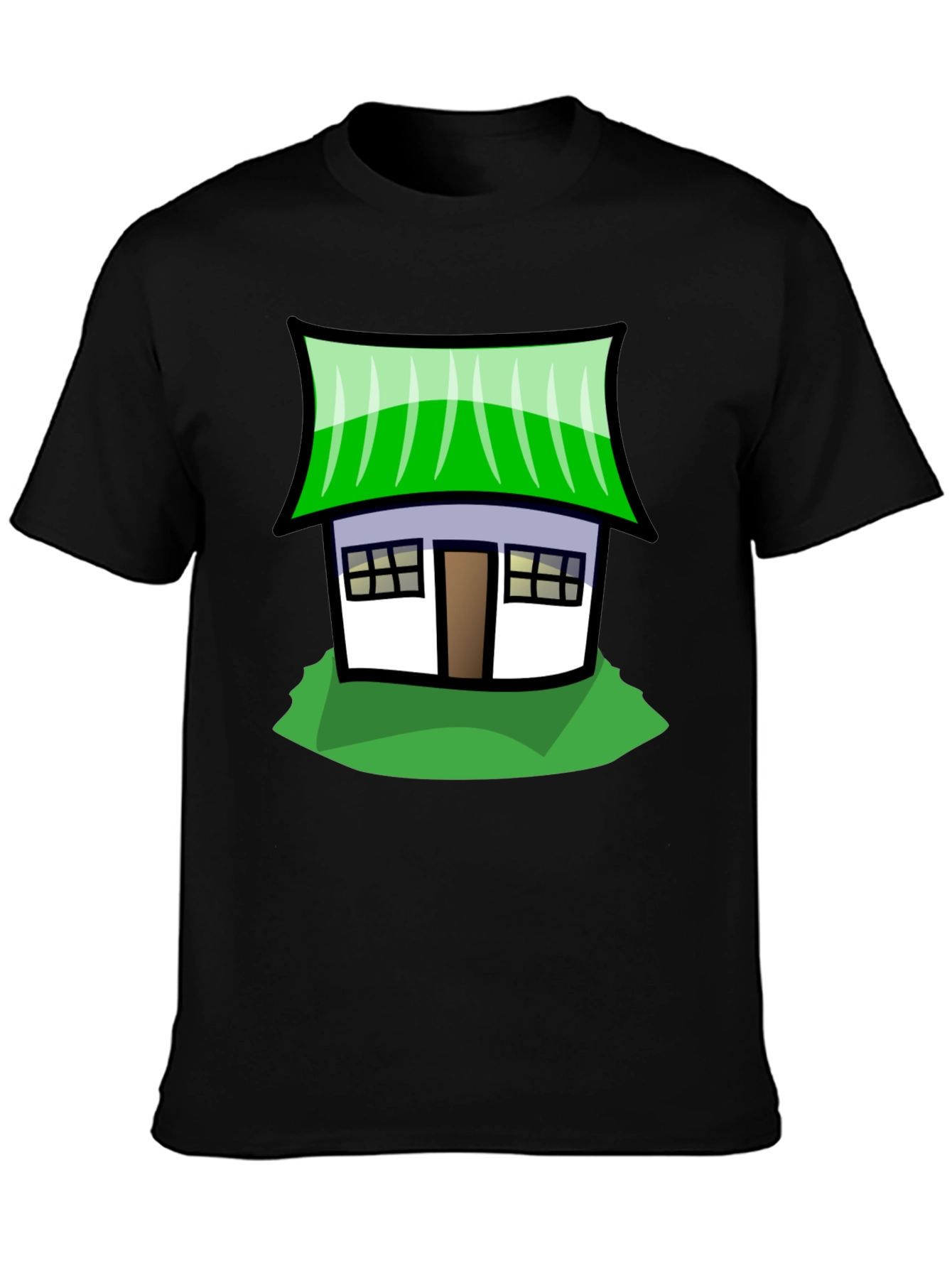 Black Cartoon House Graphic Tee - Unique Style view 3