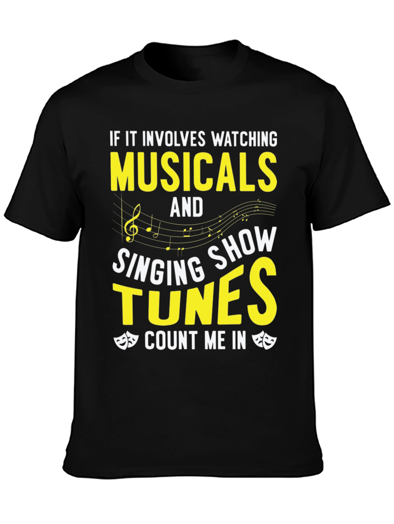 Black Musical Lover's T-Shirt: Watching, Singing, Count Me In! view 3