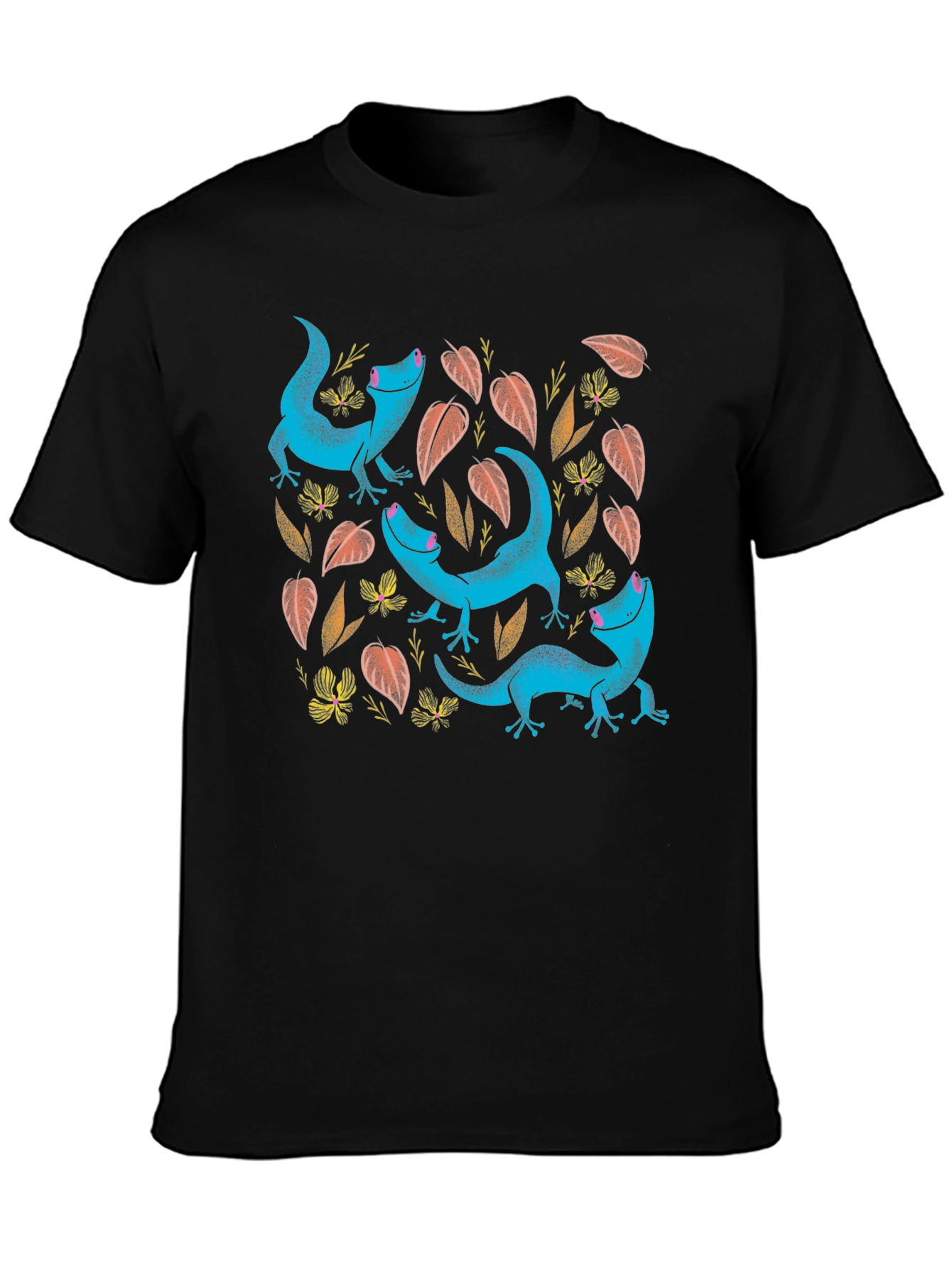 Black Lizard Print Black T-Shirt view 3
