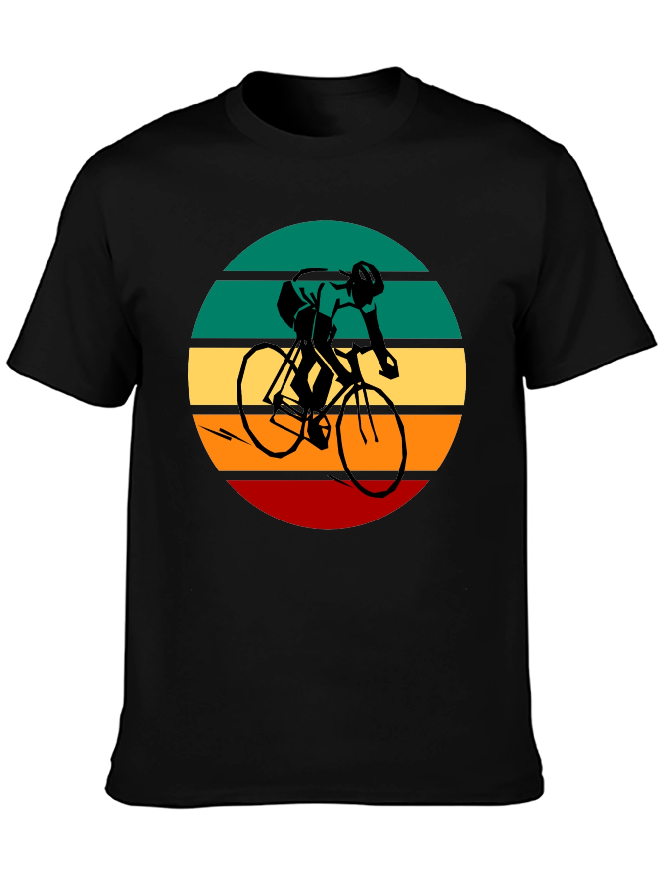 Black Retro Cycling Graphic Tee - Black Cotton Blend view 3