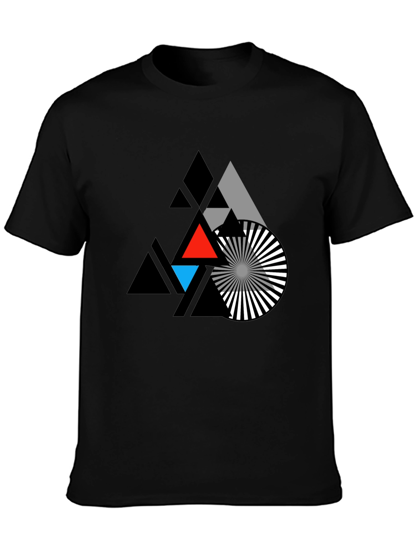 Black Geometric Triangle Graphic T-Shirt view 3