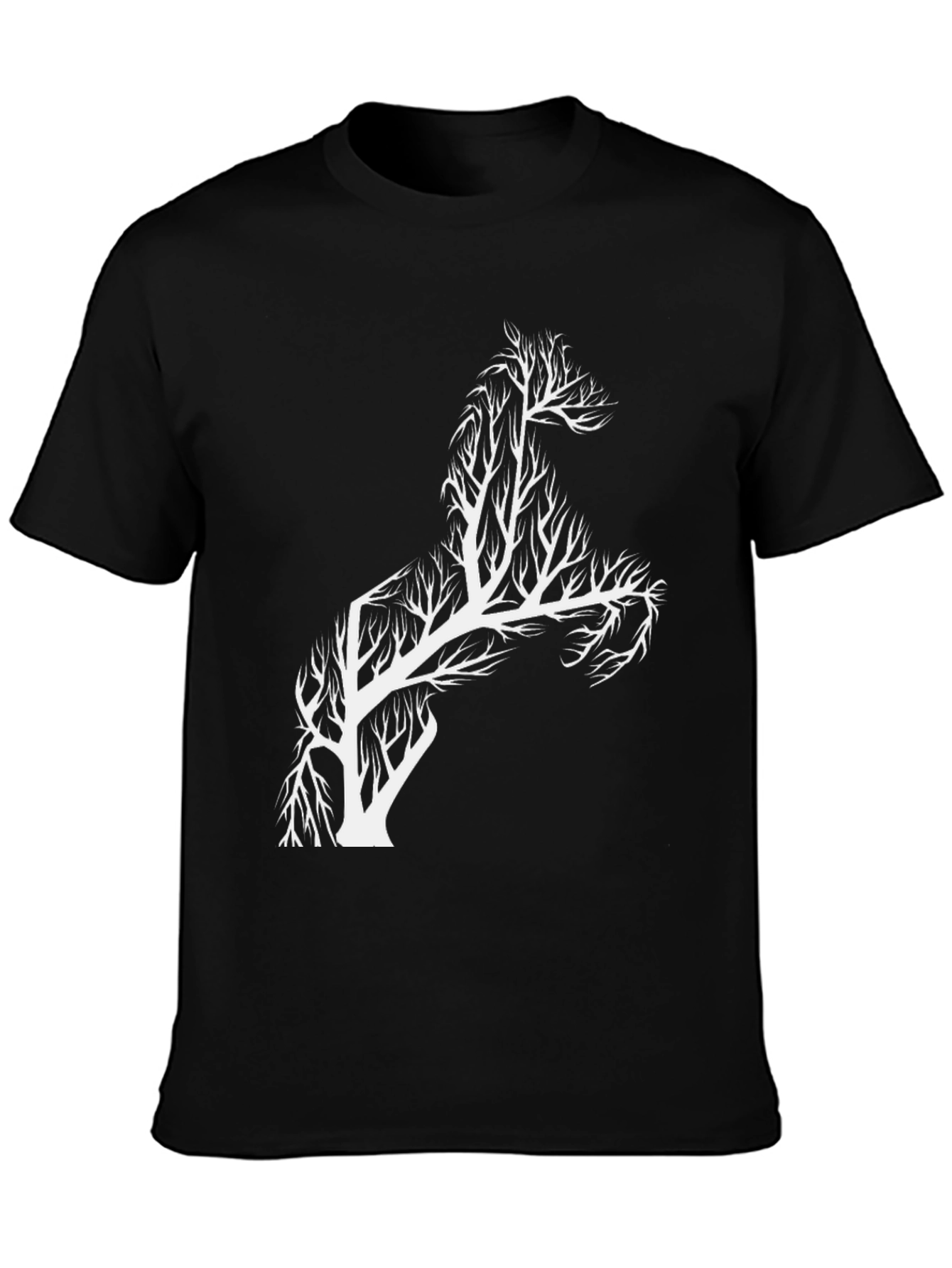 Black Horse Tree T-Shirt - Unique Graphic Tee view 3