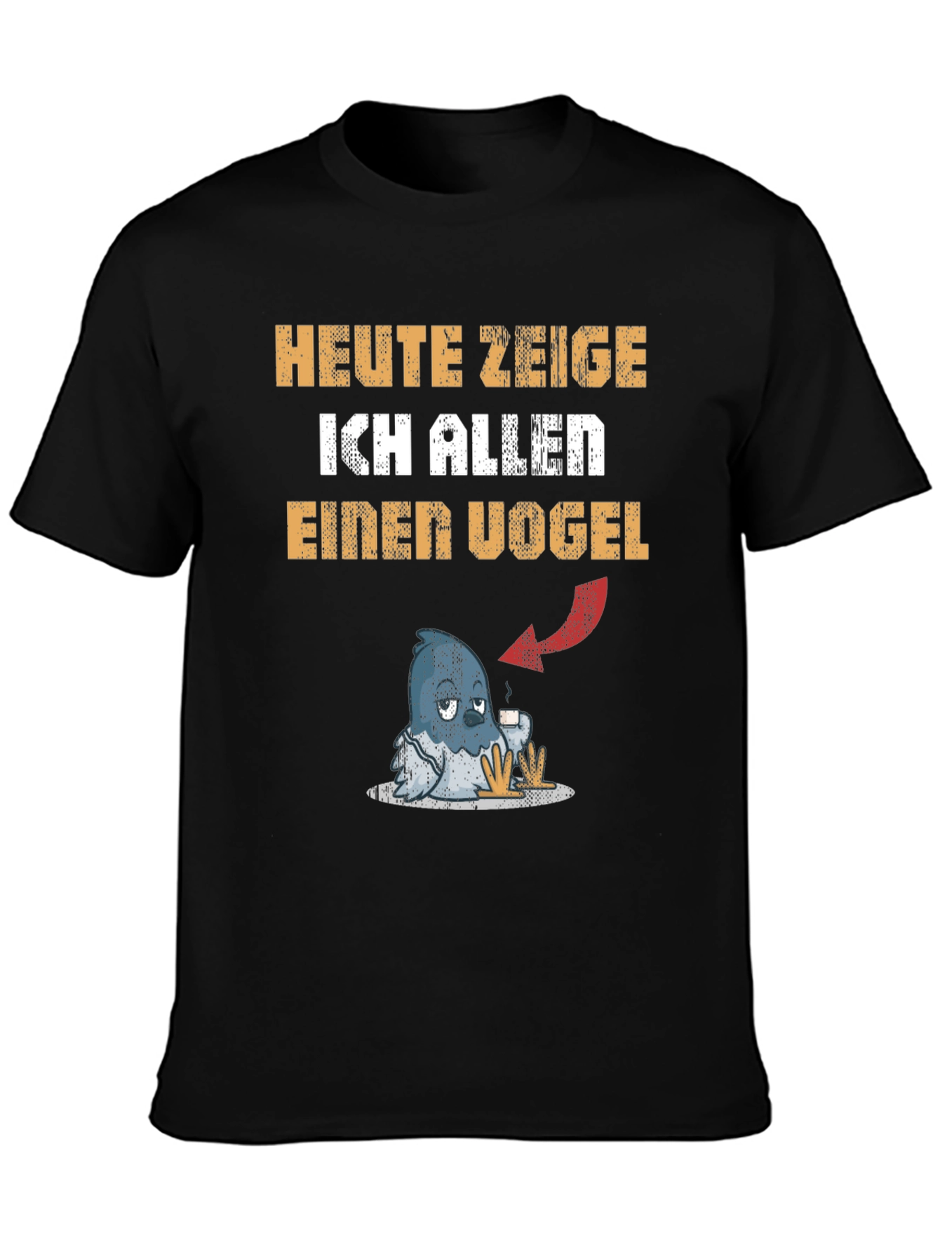 Black Heute Zeige Ich Allen Einen Vogel Graphic Tee view 3