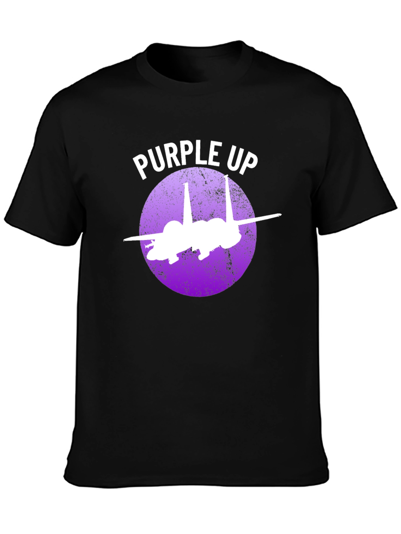 Black Purple Up F-15 Fighter Jet Graphic T-Shirt view 3