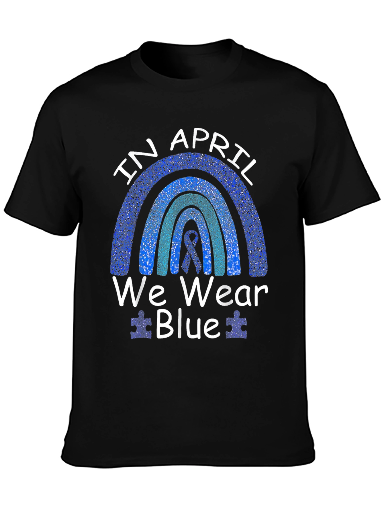 Black April Autism Awareness T-Shirt - We Wear Blue view 3