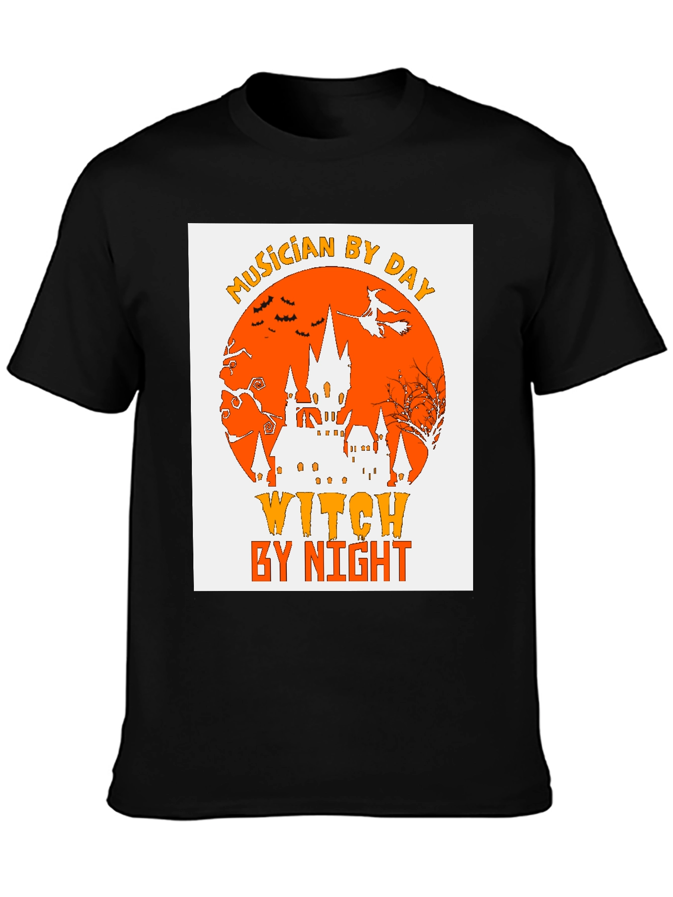 Black Musician by Day, Witch by Night Halloween T-Shirt view 3