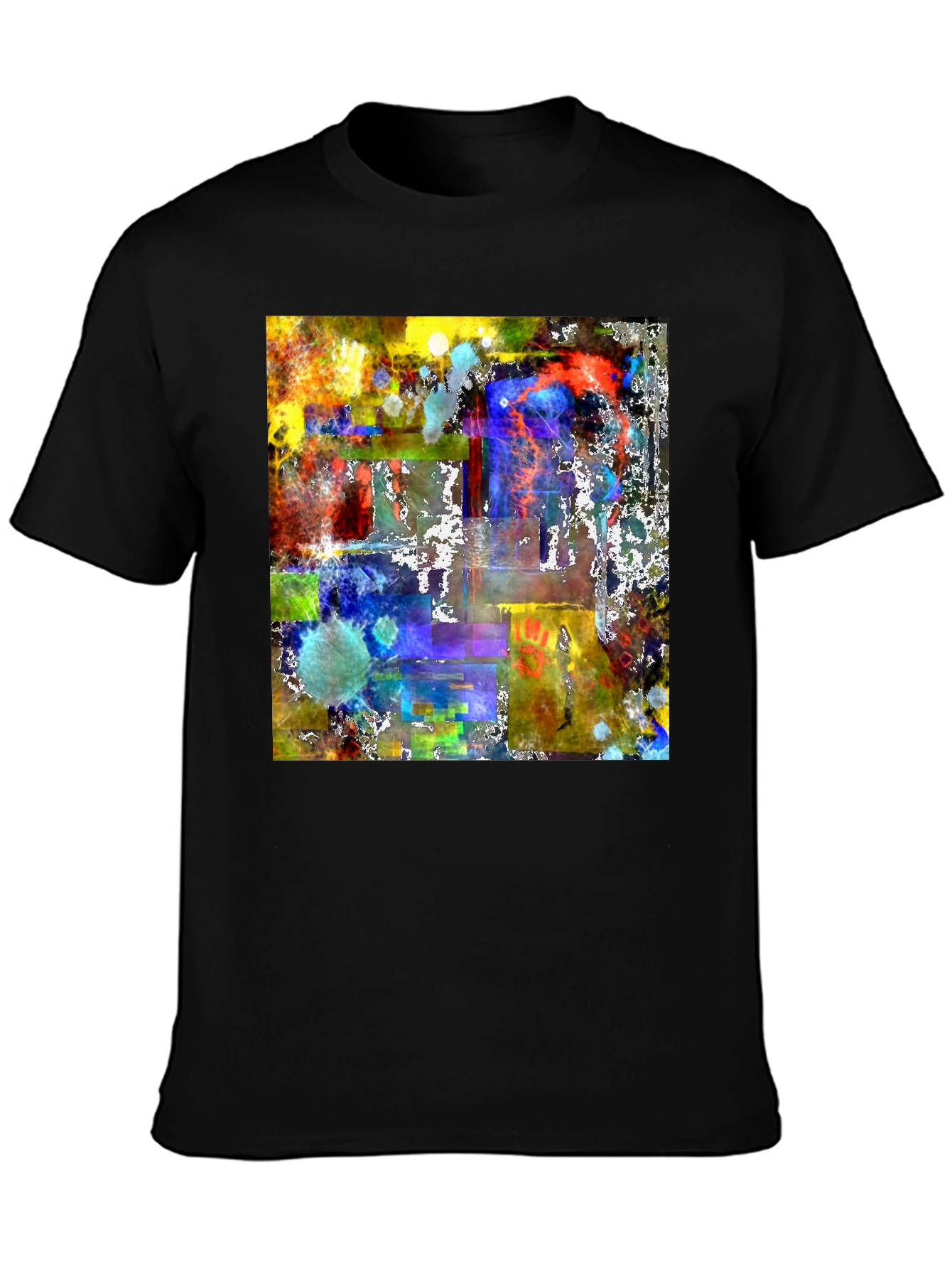 Black Abstract Art Graphic Tee - Men's Black T-Shirt view 3