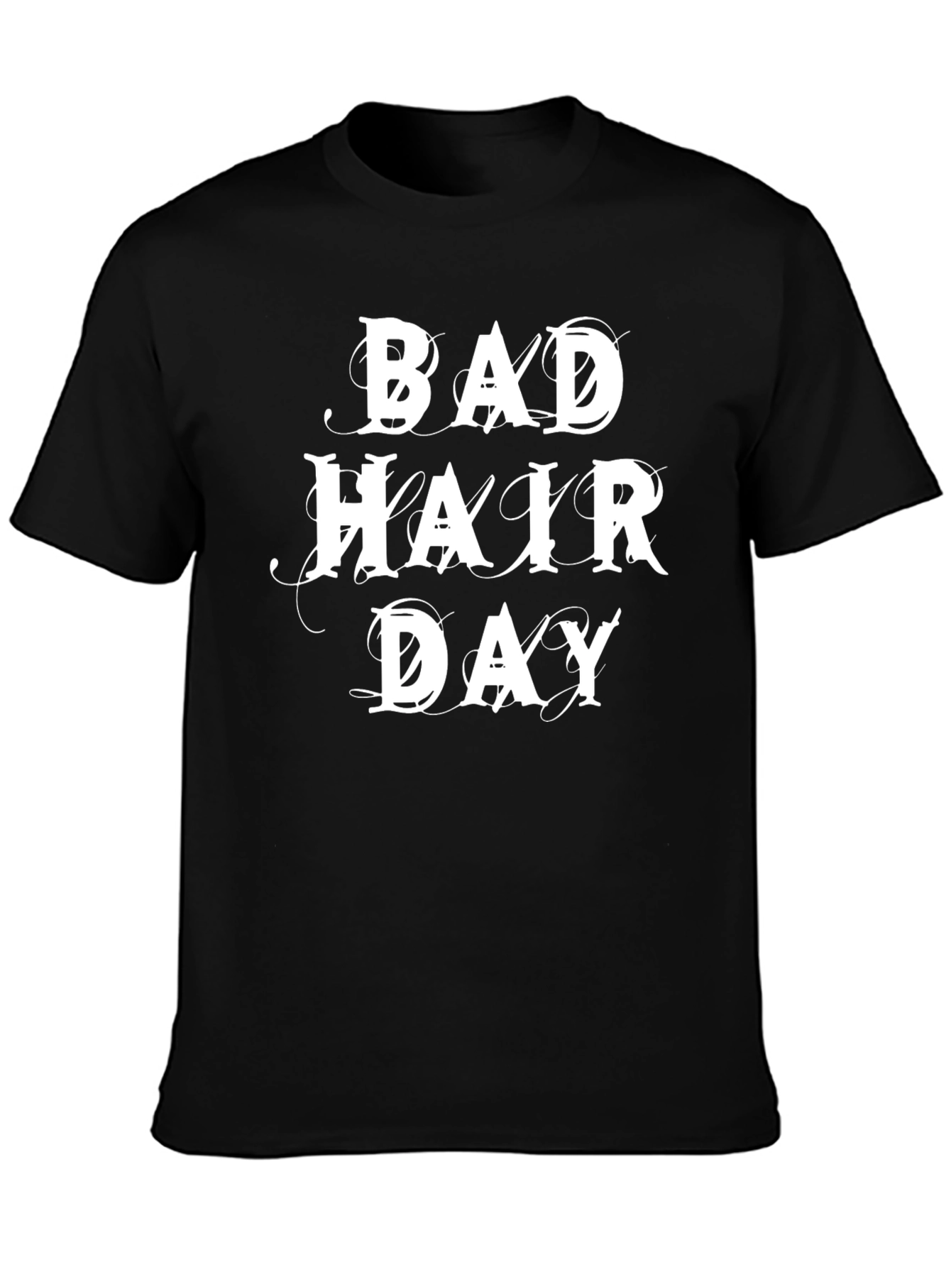 Black Bad Hair Day Graphic Tee - Black Casual T-Shirt view 3