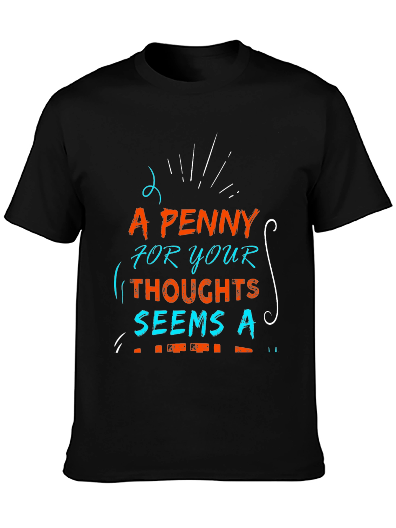 Black A Penny for Your Thoughts Graphic T-Shirt view 3
