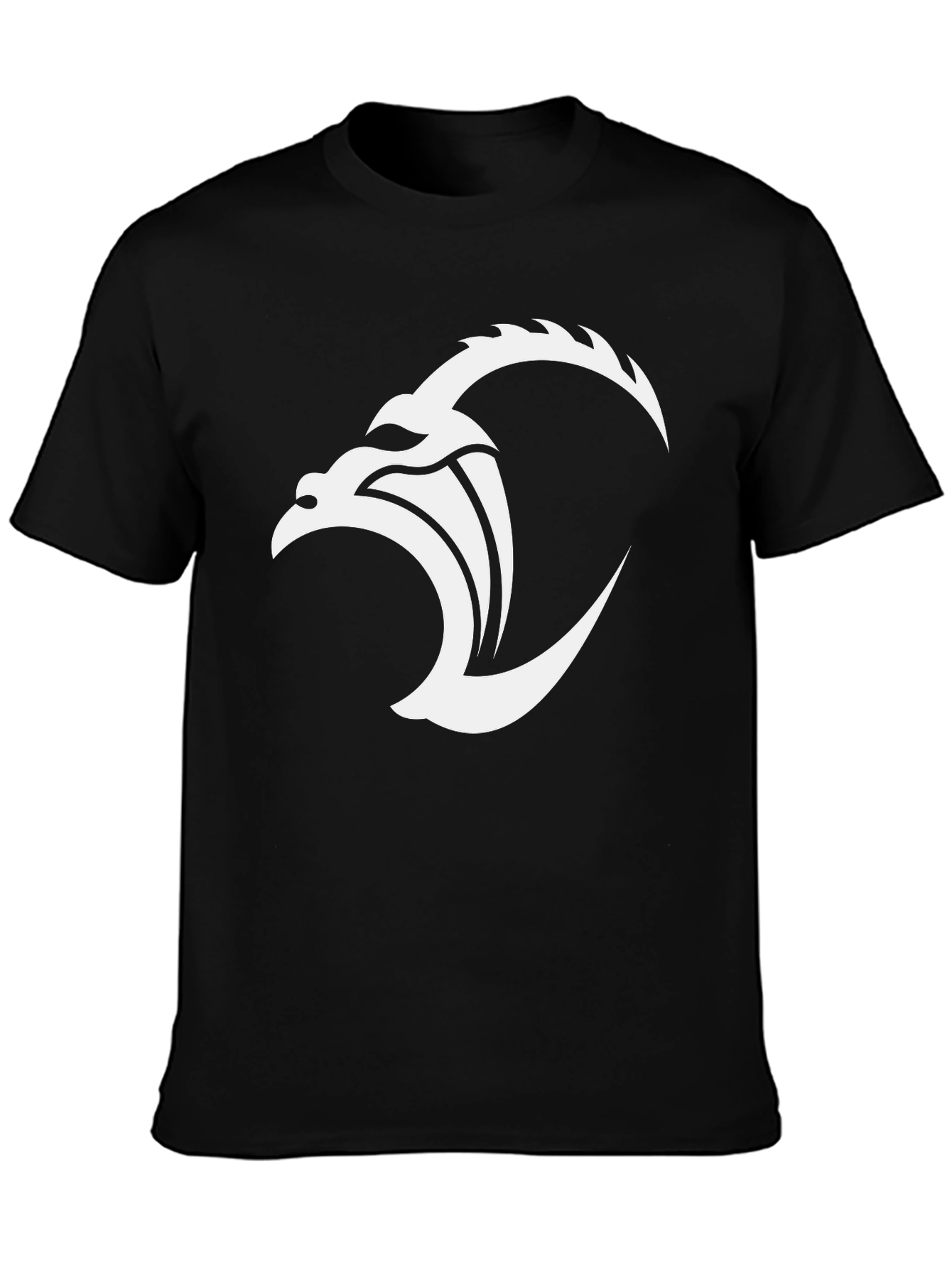 Black Black T-Shirt with White Dragon Graphic view 3