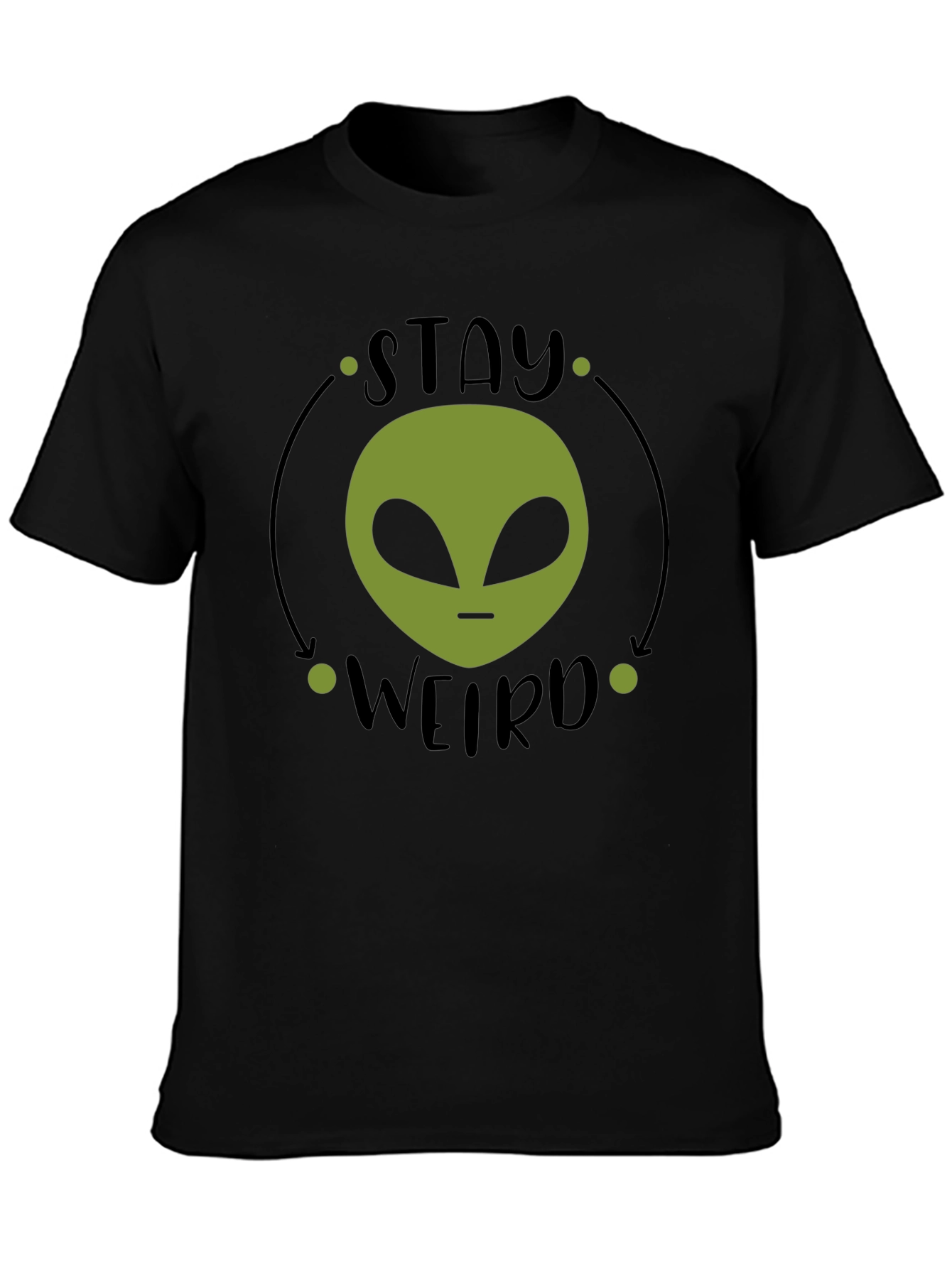 Black Stay Weird Alien Graphic Tee - Black Cotton T-Shirt view 3