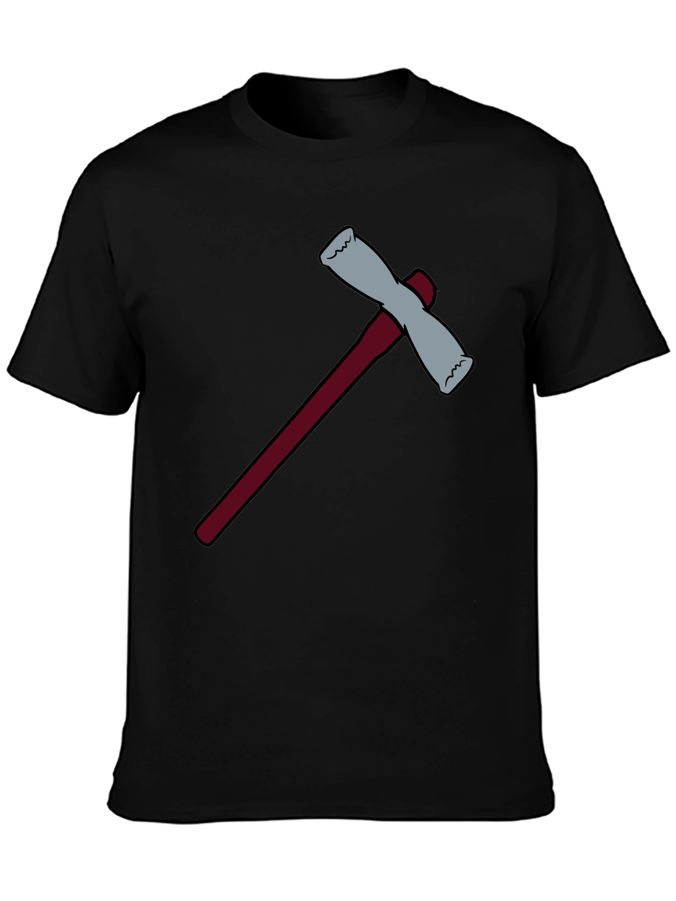 Black Cartoon Axe Graphic Tee - Black Cotton Blend view 3