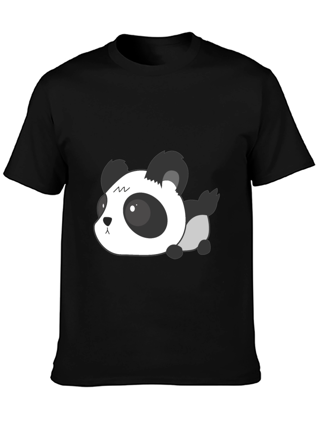 Black Cute Panda Graphic Tee - Soft Black T-Shirt view 3
