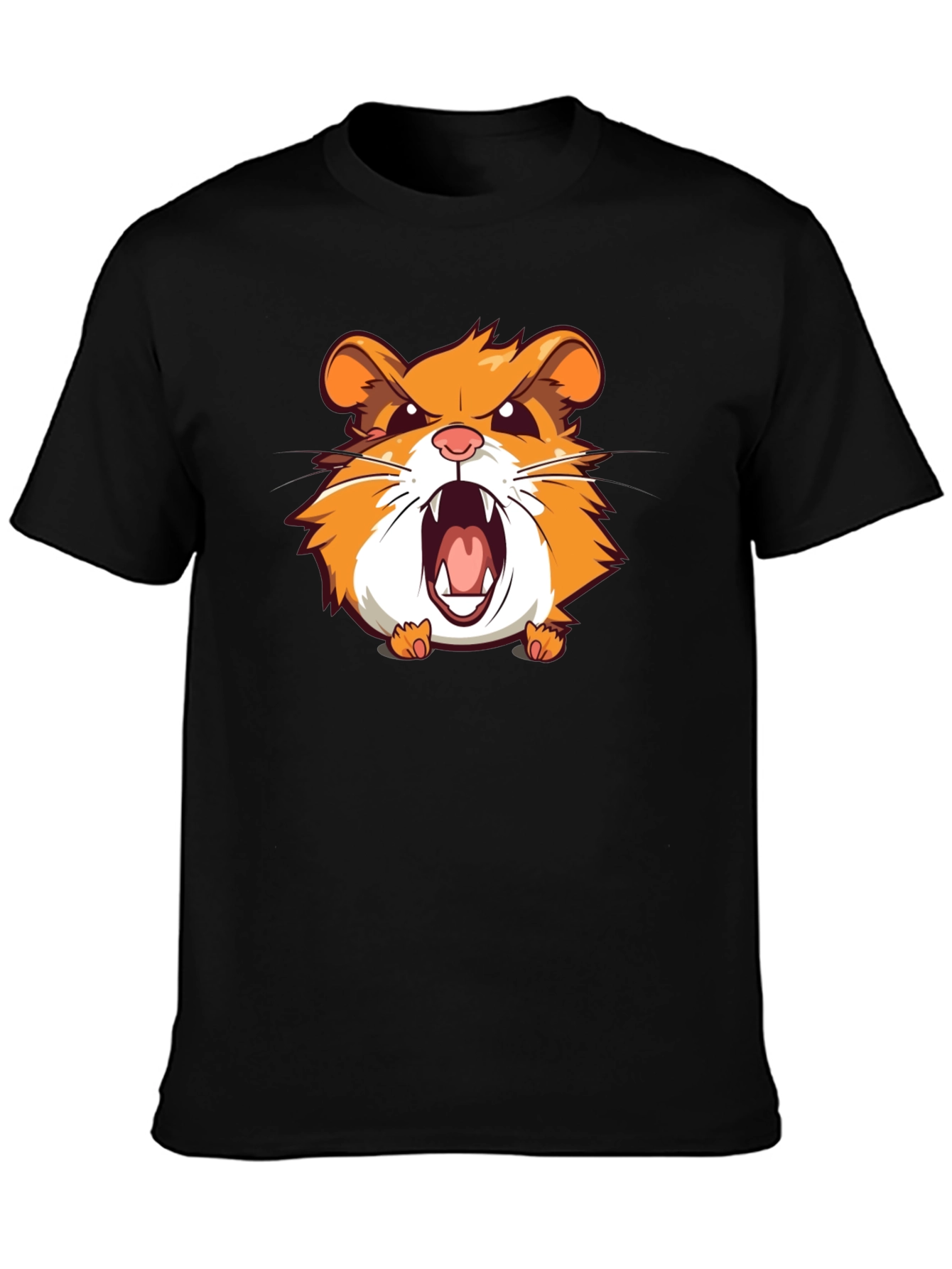 Black Angry Hamster Graphic T-Shirt - Black Crew Neck Tee view 3