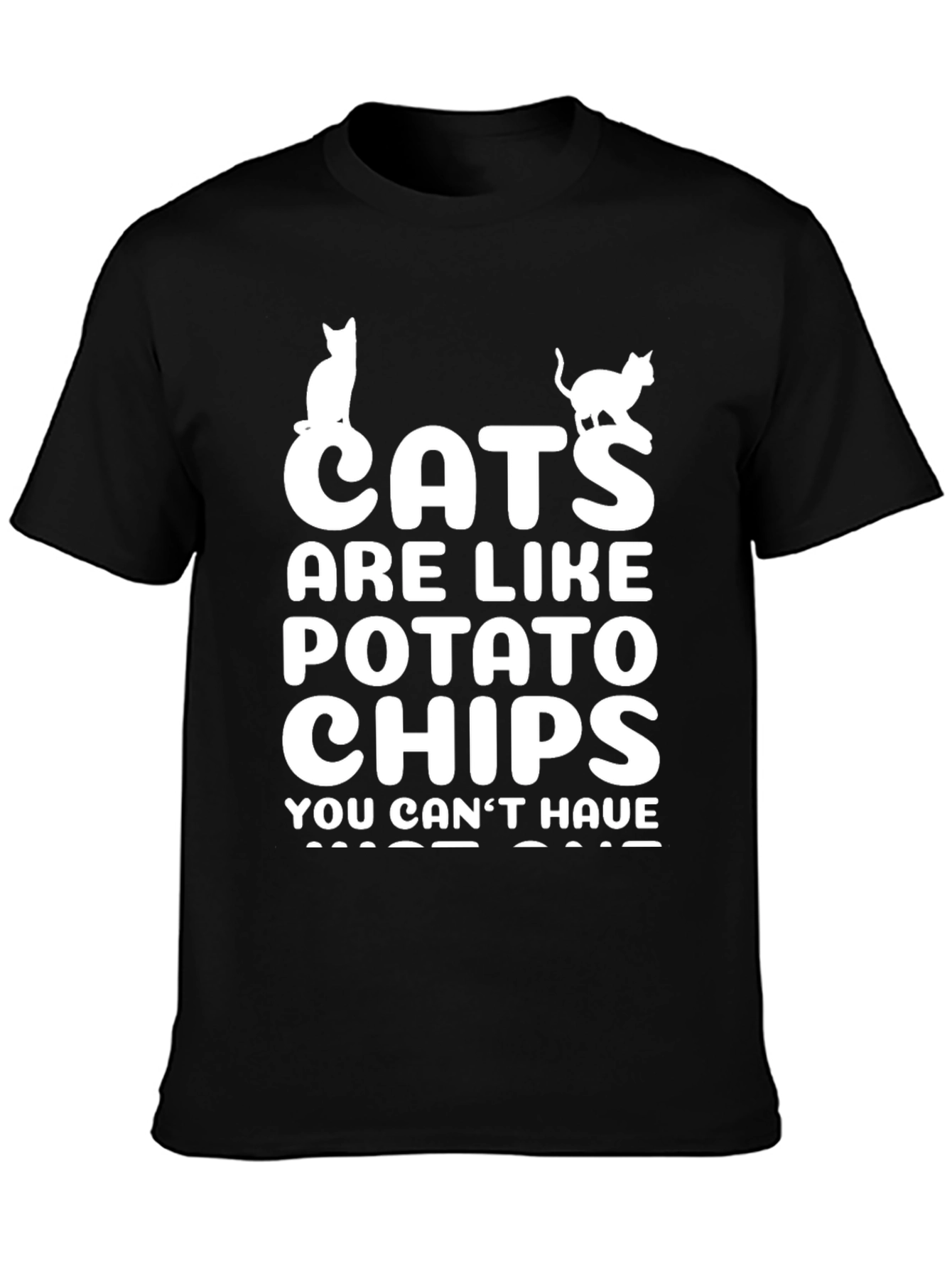 Black Cats are Like Potato Chips Funny Black T-Shirt view 3