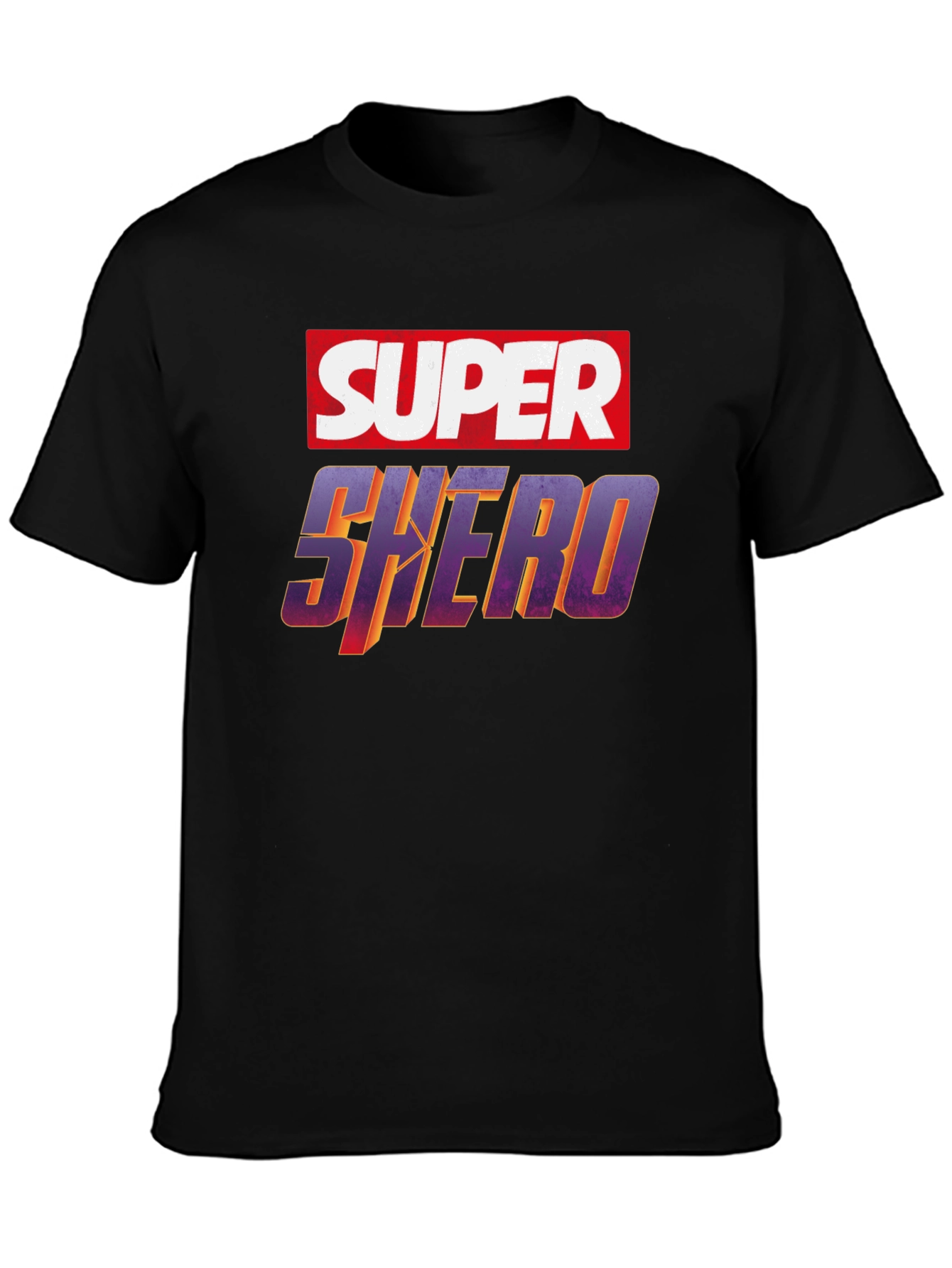 Black Super Shero Graphic Tee - Black Unisex T-Shirt view 3