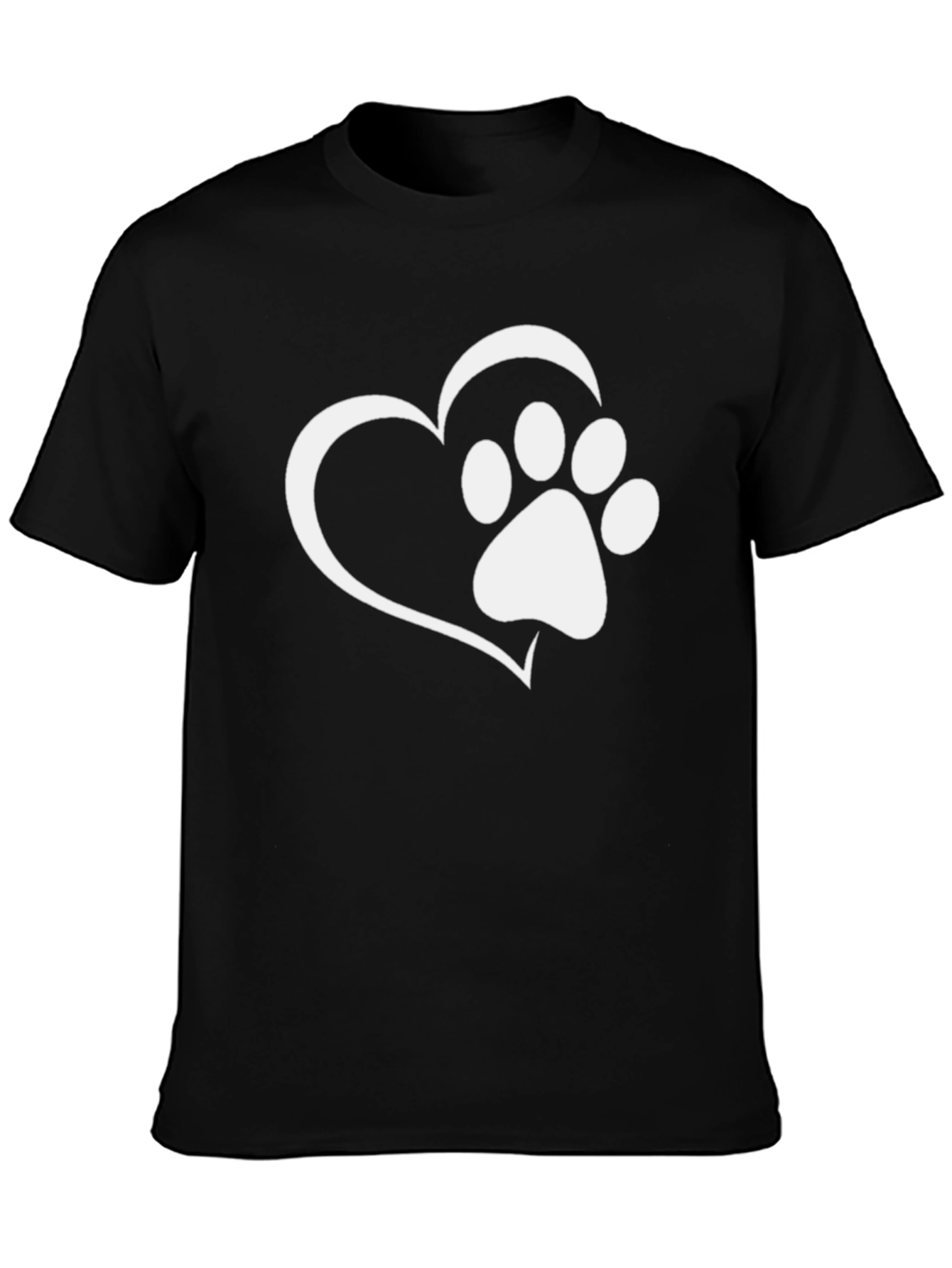 Black Heart Paw Print Graphic Tee - Black view 3