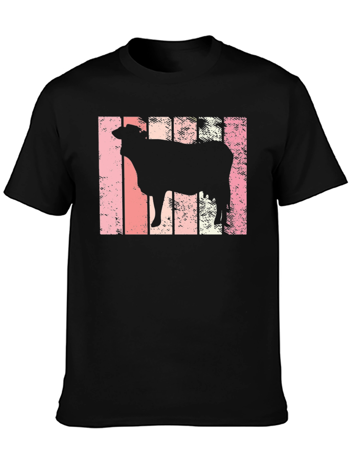 Black Retro Cow Silhouette T-Shirt view 3