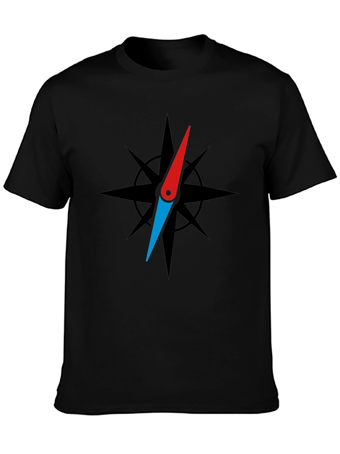 Black Compass Rose Graphic Black T-Shirt view 3