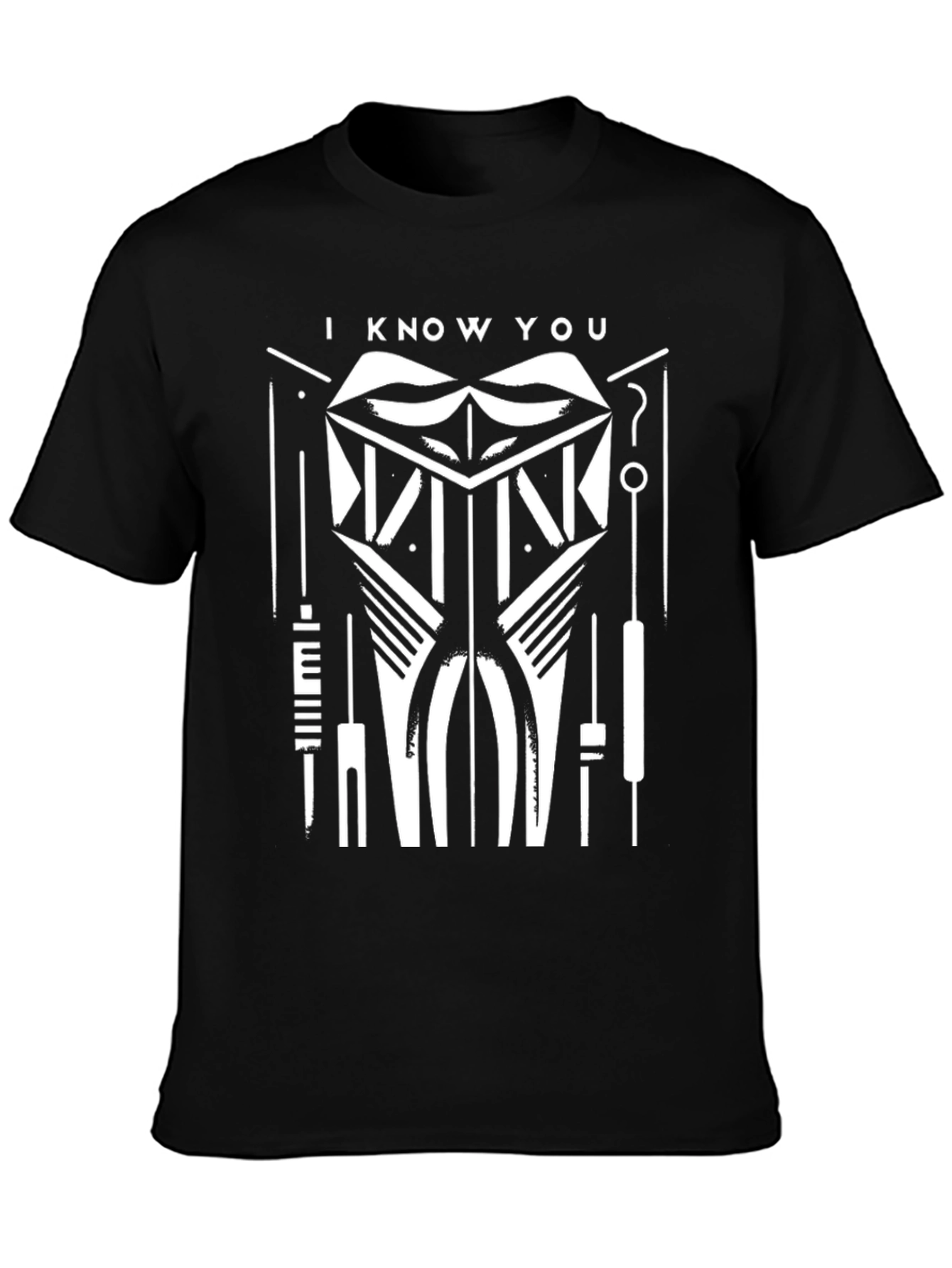 Black I Know You T-Shirt - Geometric Graphic Tee view 3