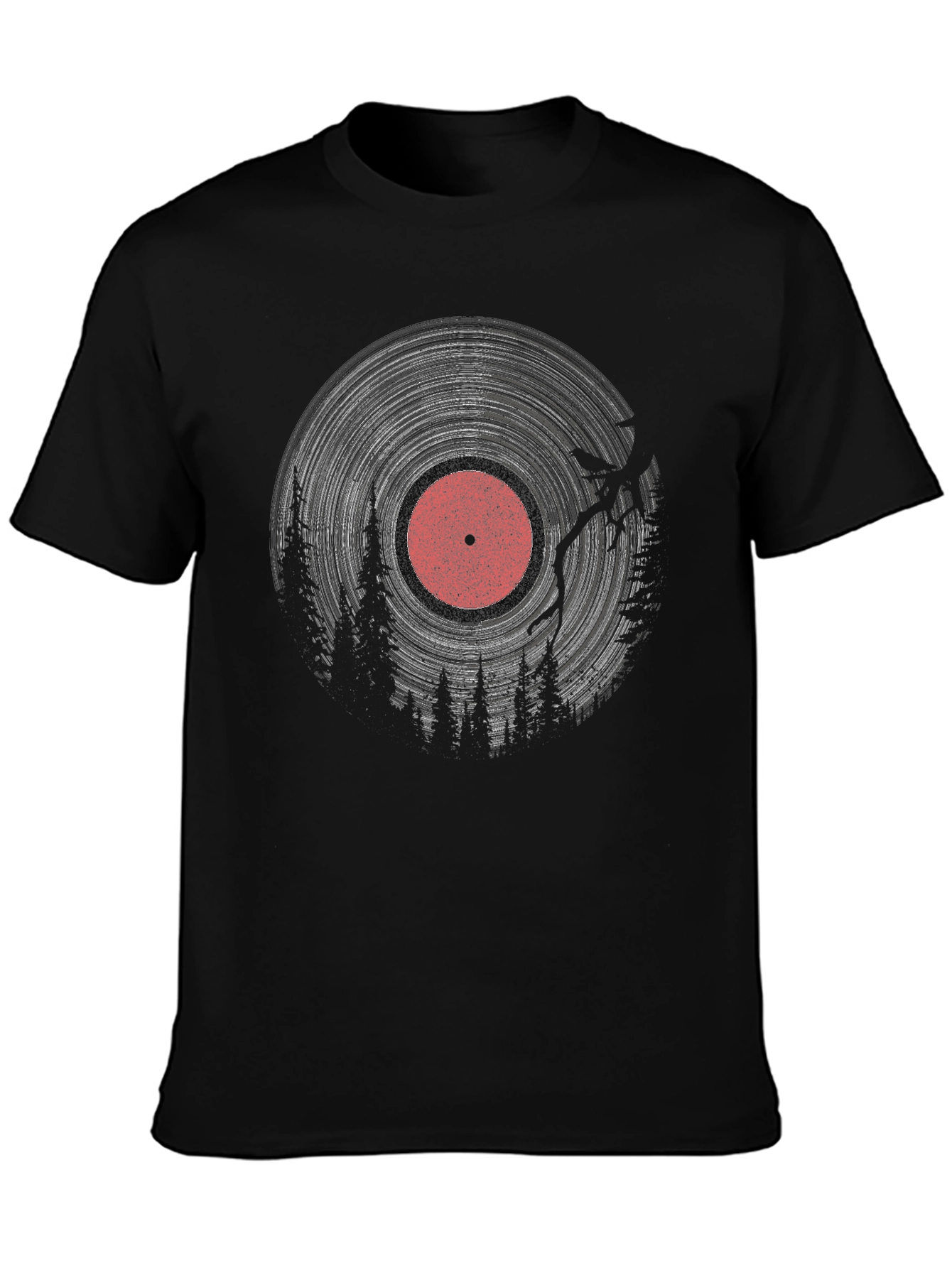 Black Vinyl Record Forest T-Shirt - Black view 3