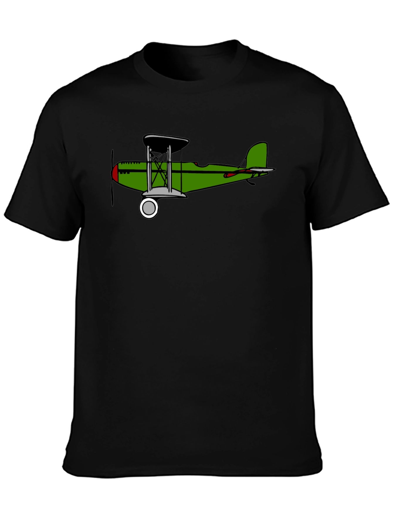 Black Vintage Biplane Graphic Tee - Black view 3