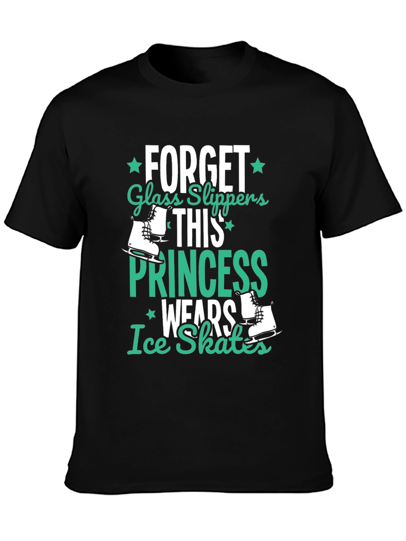 Black Ice Skates Princess Black T-Shirt view 3