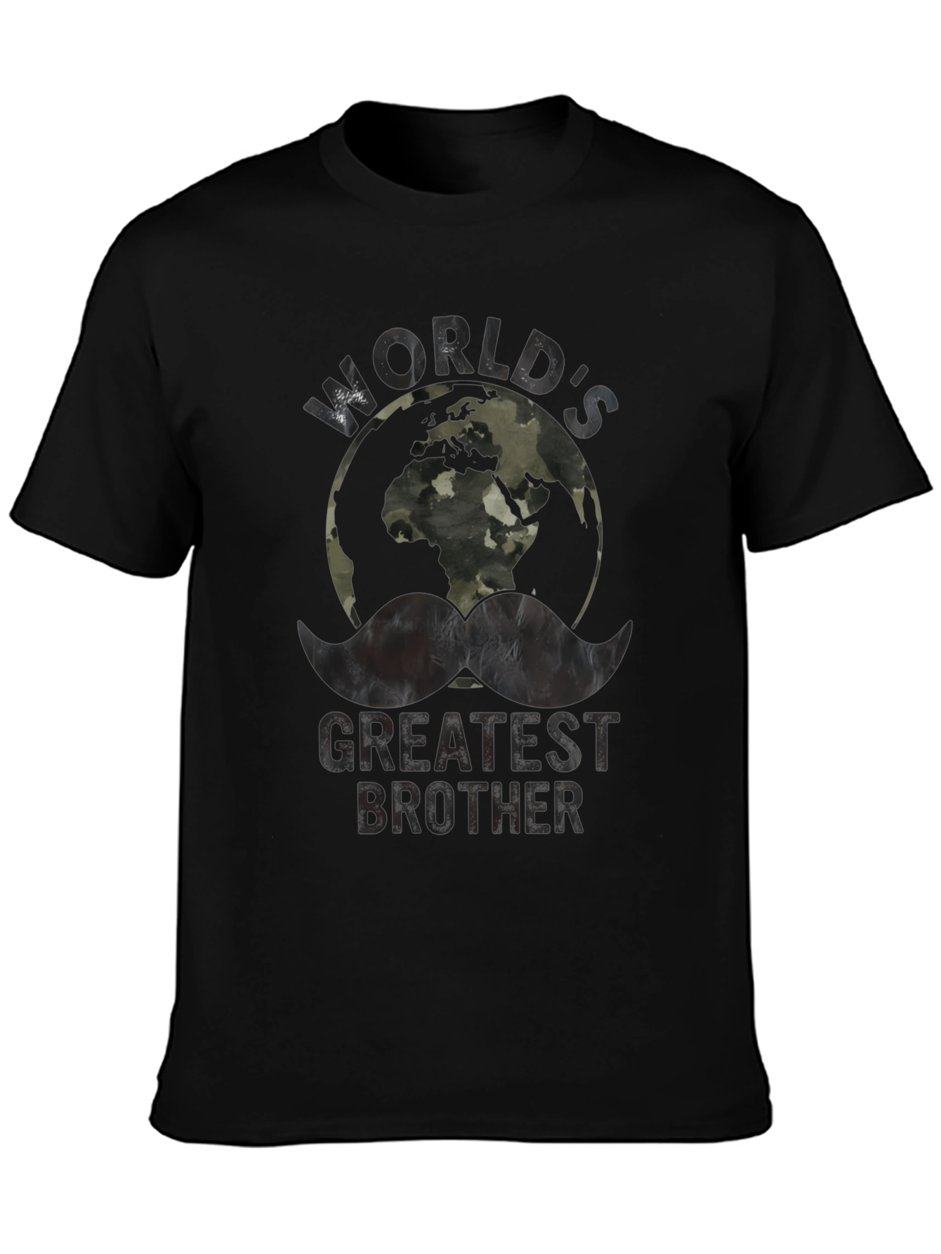 Black World's Greatest Brother T-Shirt - Camo Globe Graphic Tee view 3
