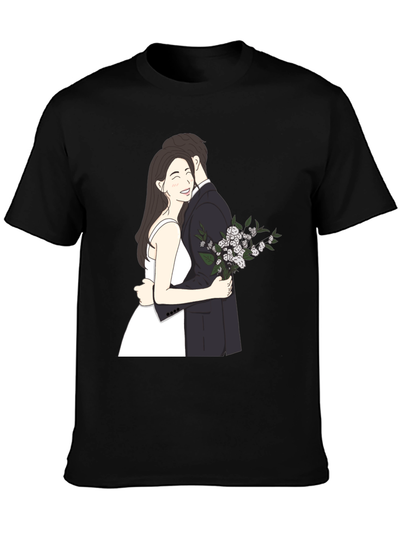 Black Couple Embrace Graphic Tee - Black view 3