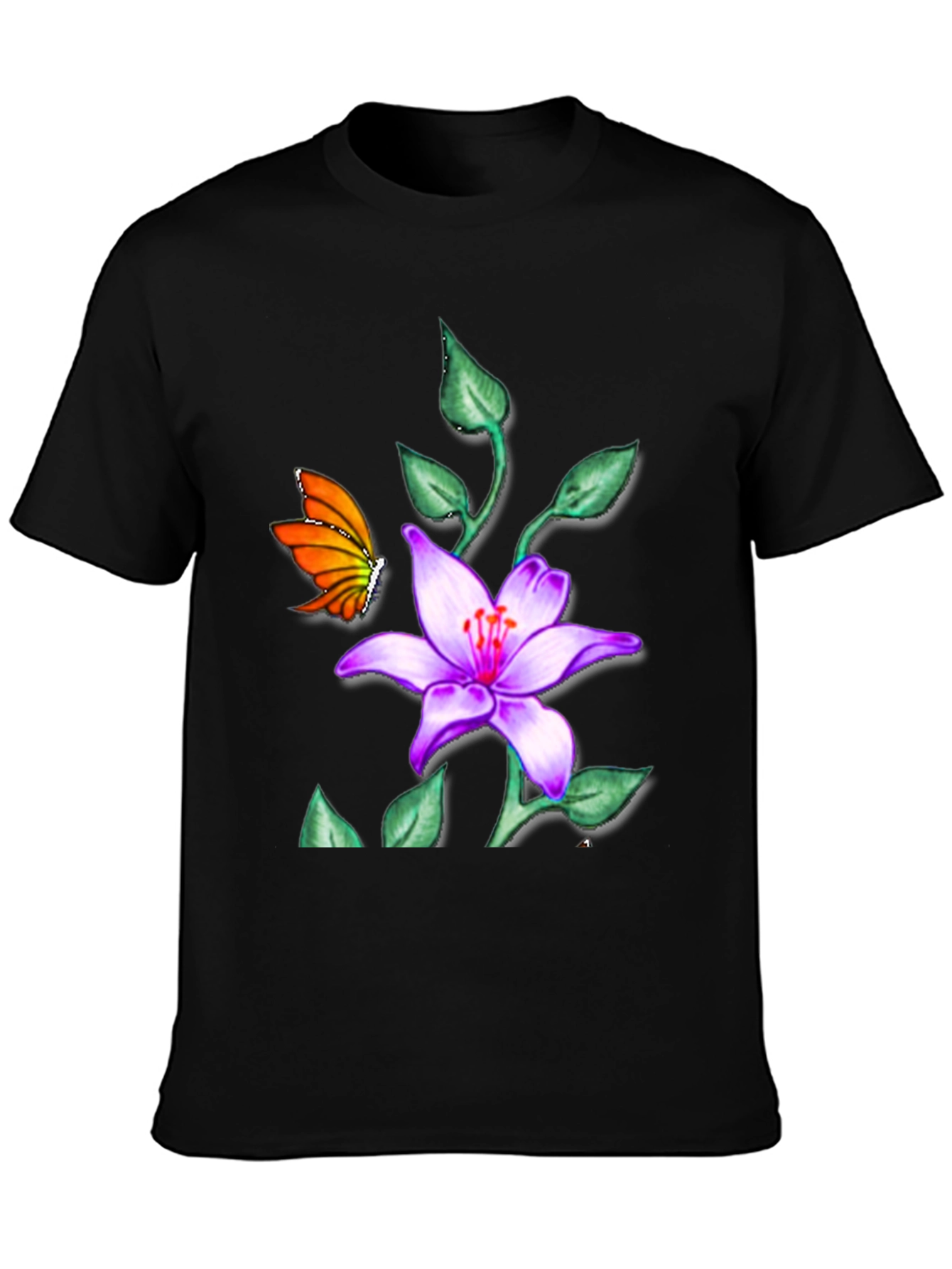 Black Butterfly & Floral T-Shirt view 3