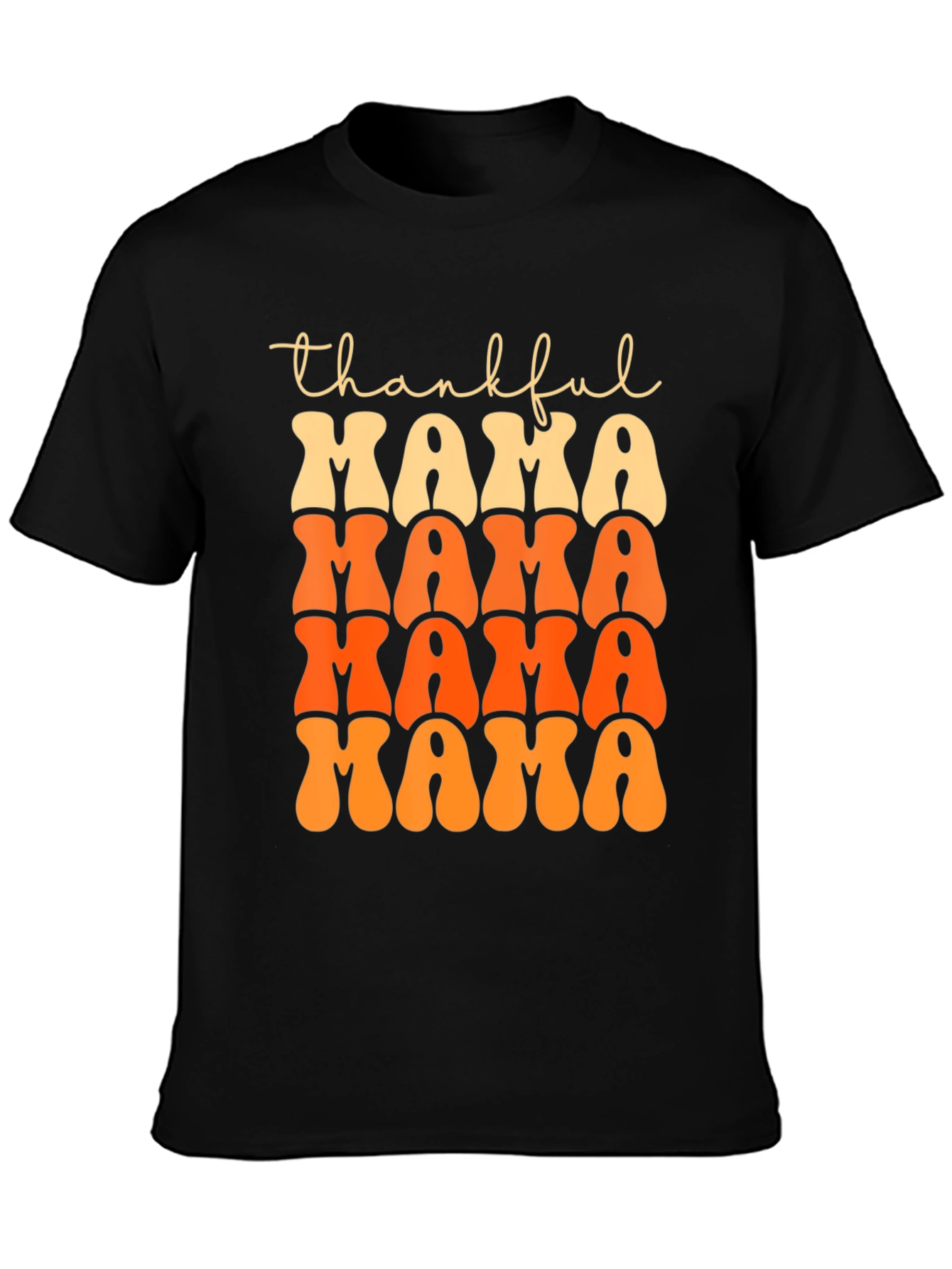 Black Thankful Mama T-Shirt - Fall Festive Tee view 3
