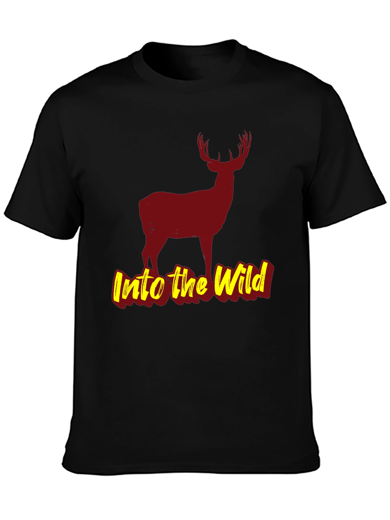 Black Into the Wild Black Deer Graphic T-Shirt view 3