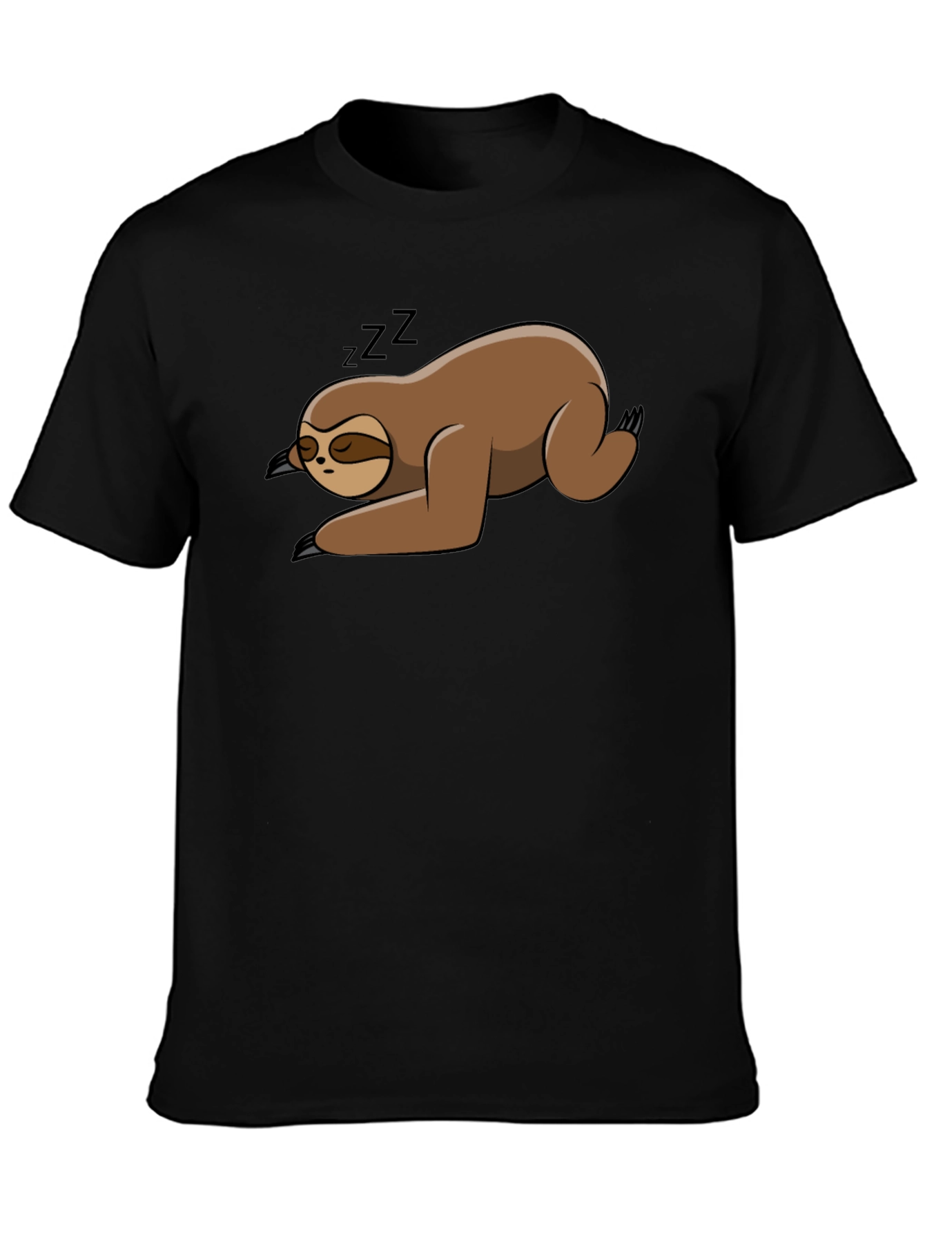 Black Sleeping Sloth Black T-Shirt view 3