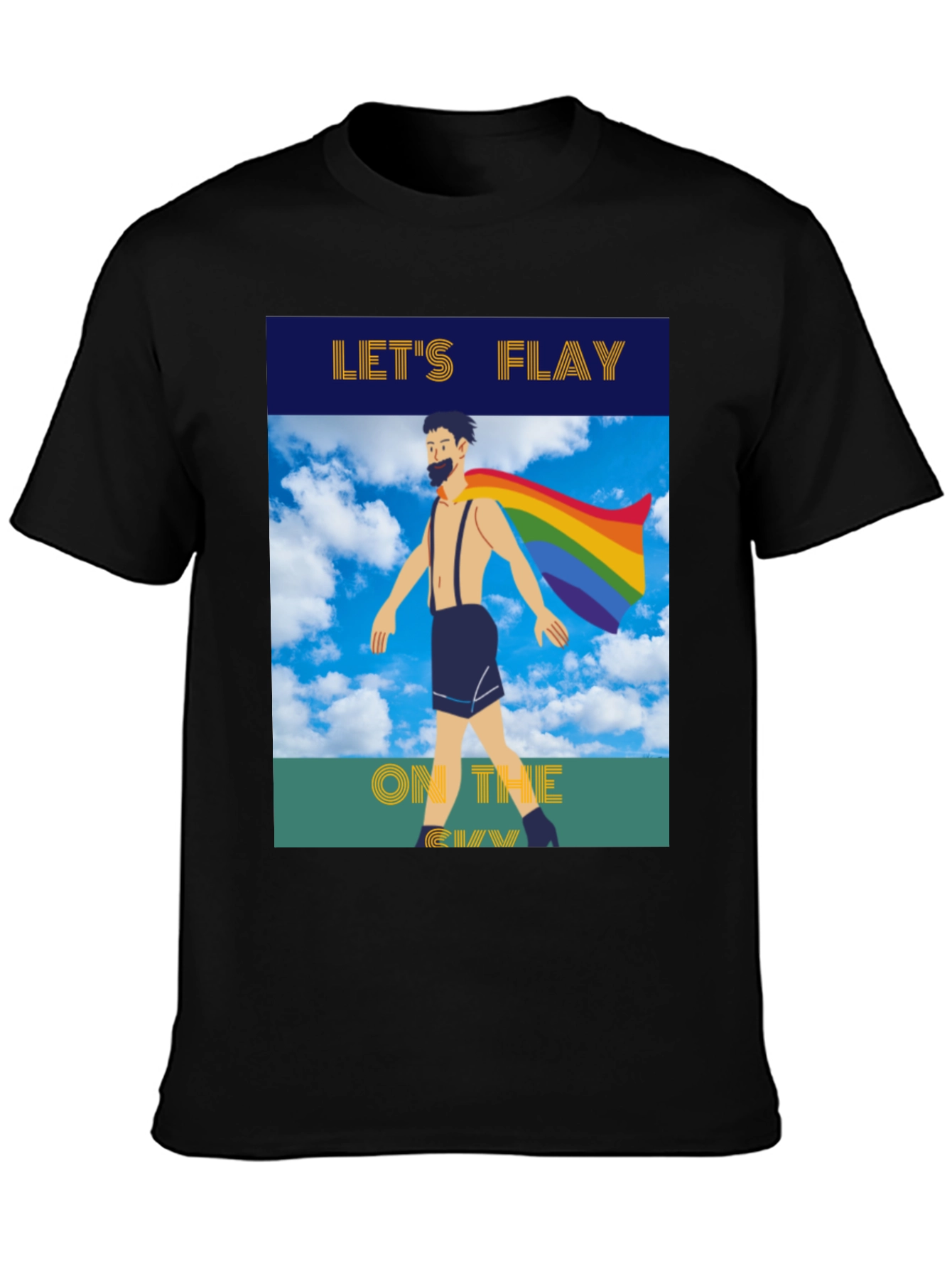Black Let's Flay on the Gay T-Shirt Pride Tee view 3
