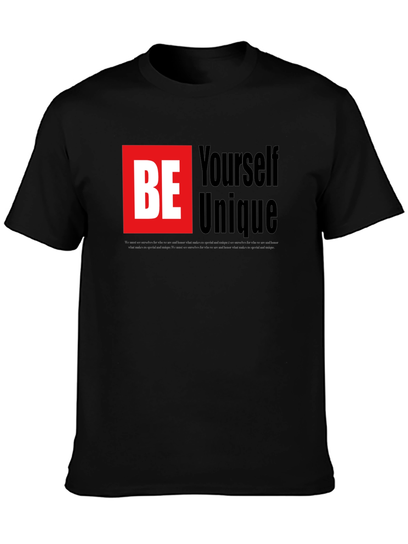 Black Be Yourself Unique Graphic Tee - Black view 3