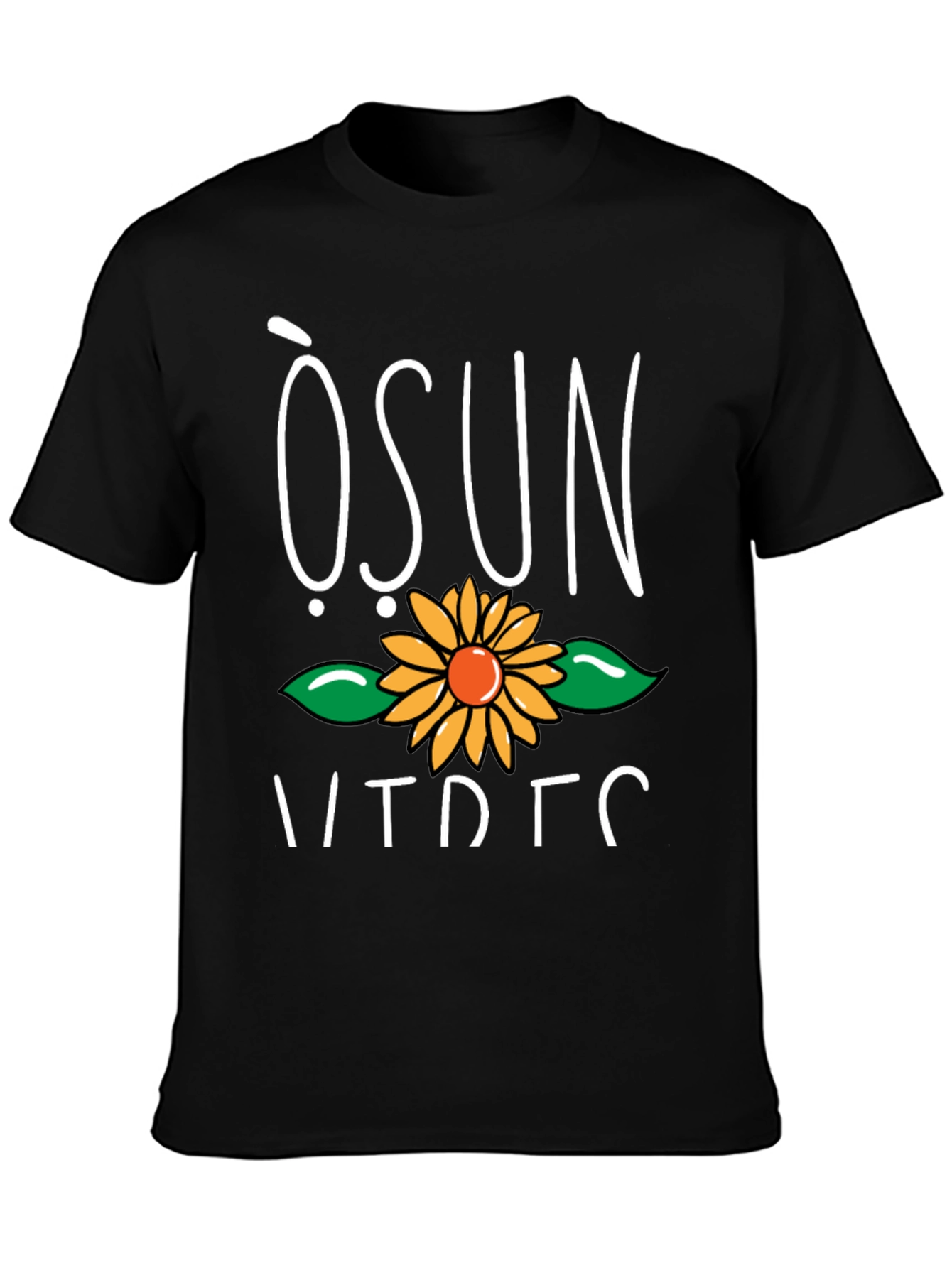 Black Osun Sunflower Graphic T-Shirt - Soft Cotton Blend view 3