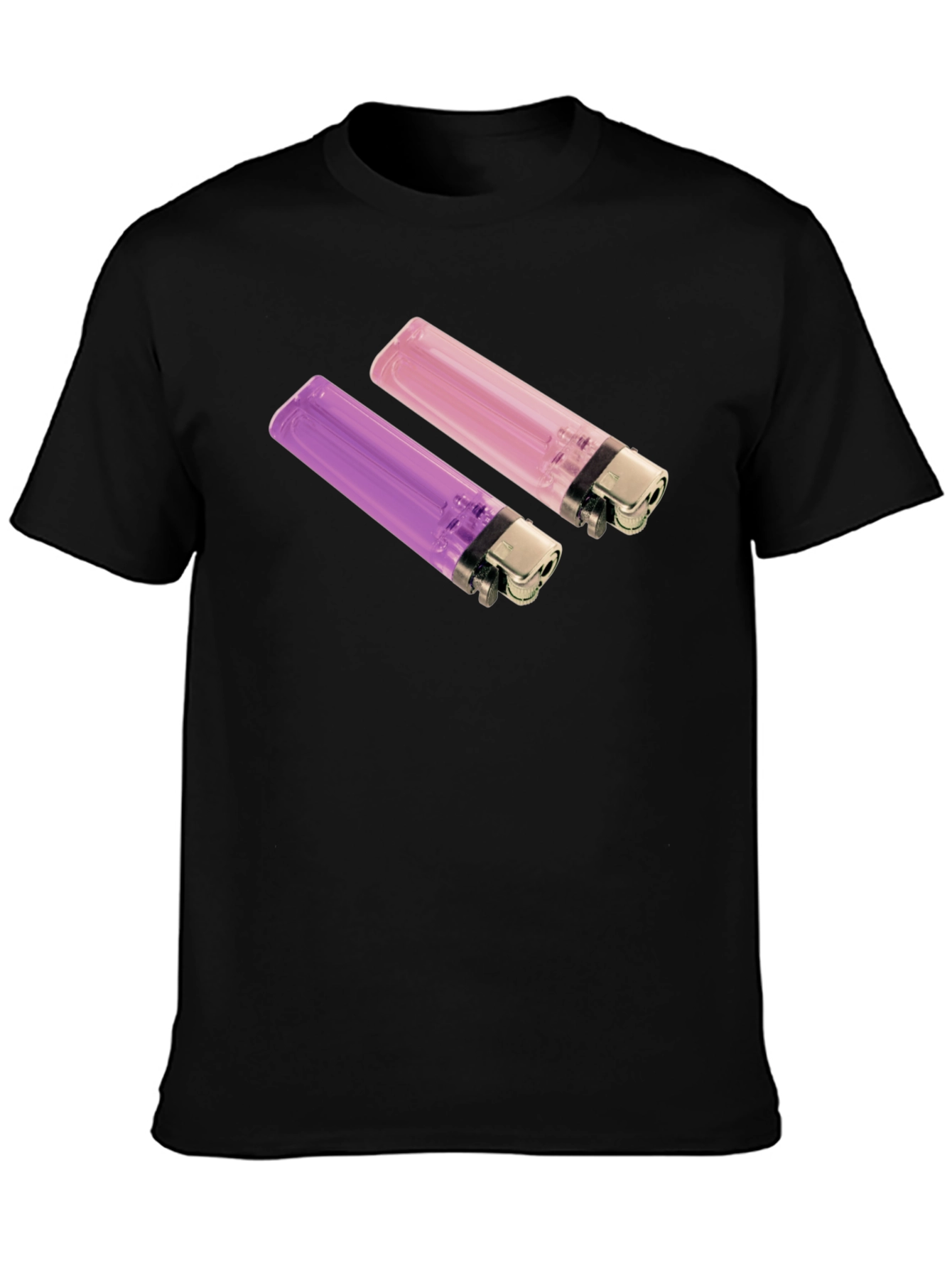 Black Novelty Lighter Graphic Tee - Black Cotton Blend view 3