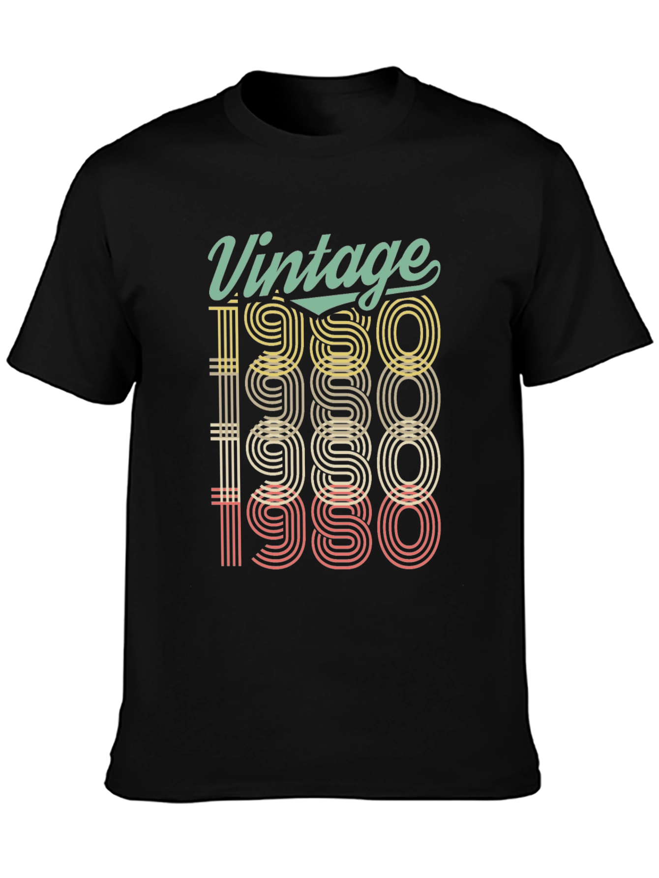 Black Vintage 1980 T-Shirt Retro Style Birthday Gift Tee view 3