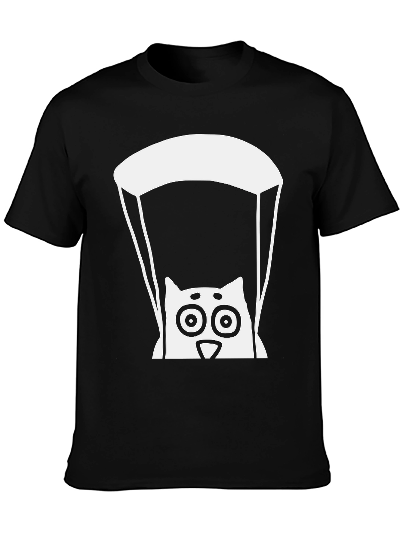 Black Cat Parachute Graphic Tee - Black Cotton T-Shirt view 3