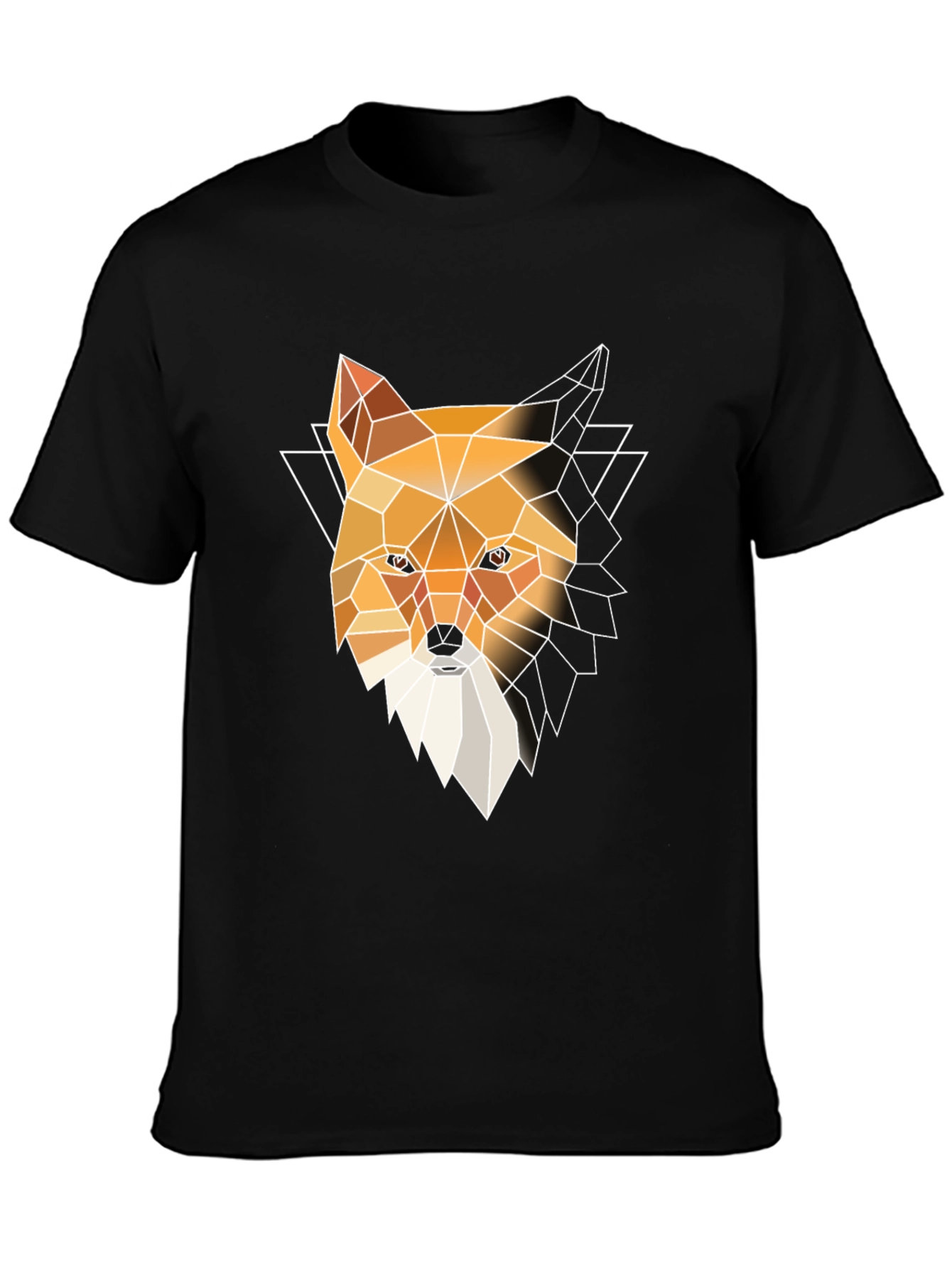 Black Geometric Fox Graphic T-Shirt - Modern Men's Tee view 3