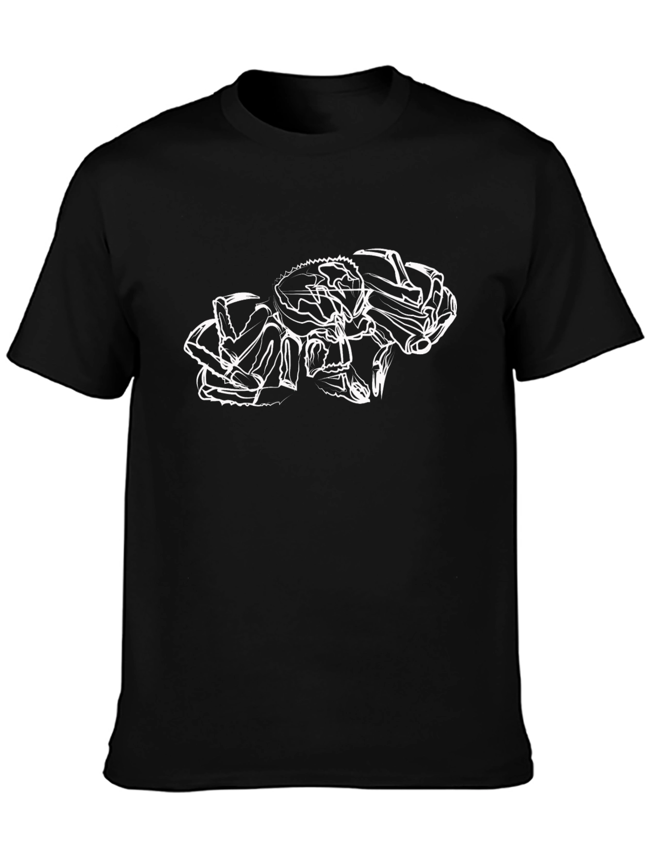 Black Abstract Crab Outline Black T-Shirt view 3