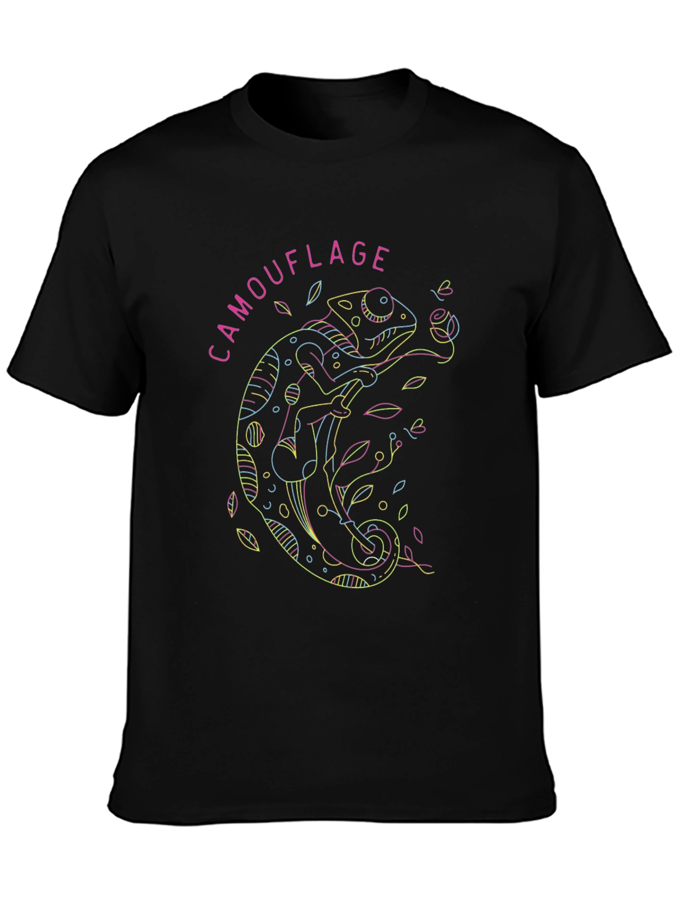 Black Chameleon Camouflage Graphic Tee - Unique Colorful Design view 3