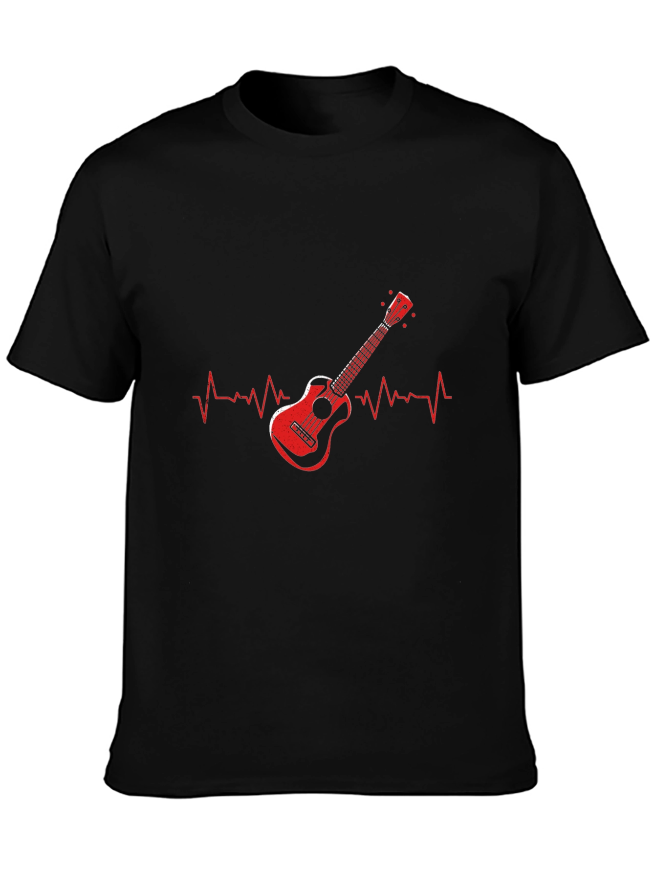 Black Ukulele Heartbeat Graphic Tee - Music Lover Shirt view 3