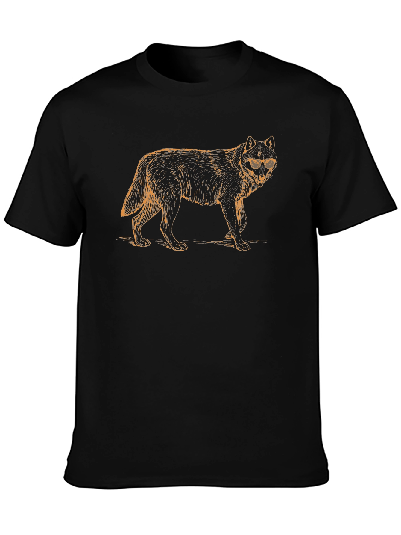 Black Cool Wolf Graphic Tee - Unisex Black T-Shirt view 3