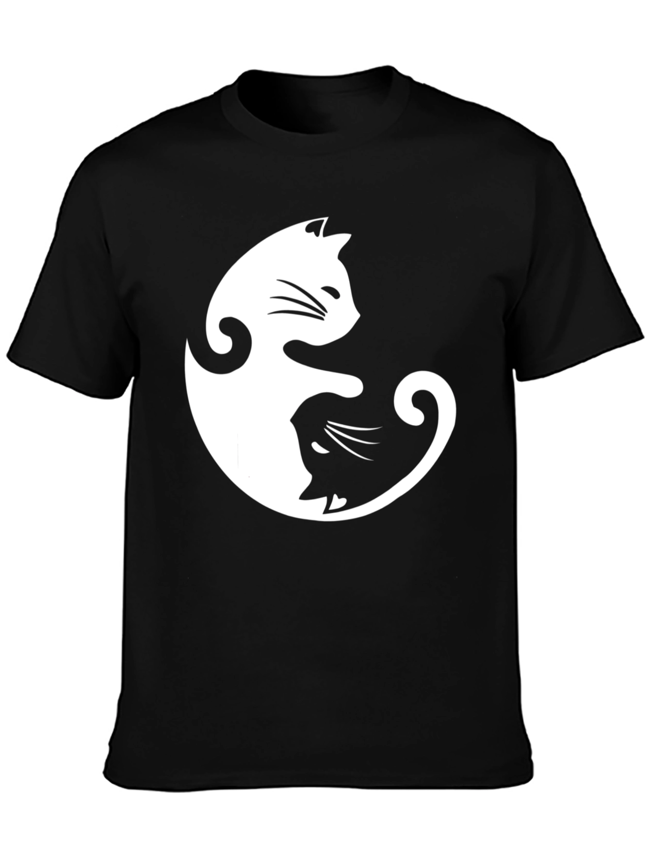 Black Yin Yang Cats Black Graphic Tee view 3