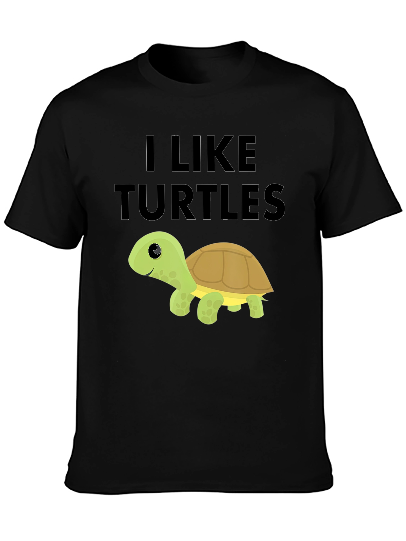 Black I Like Turtles Black T-Shirt view 3