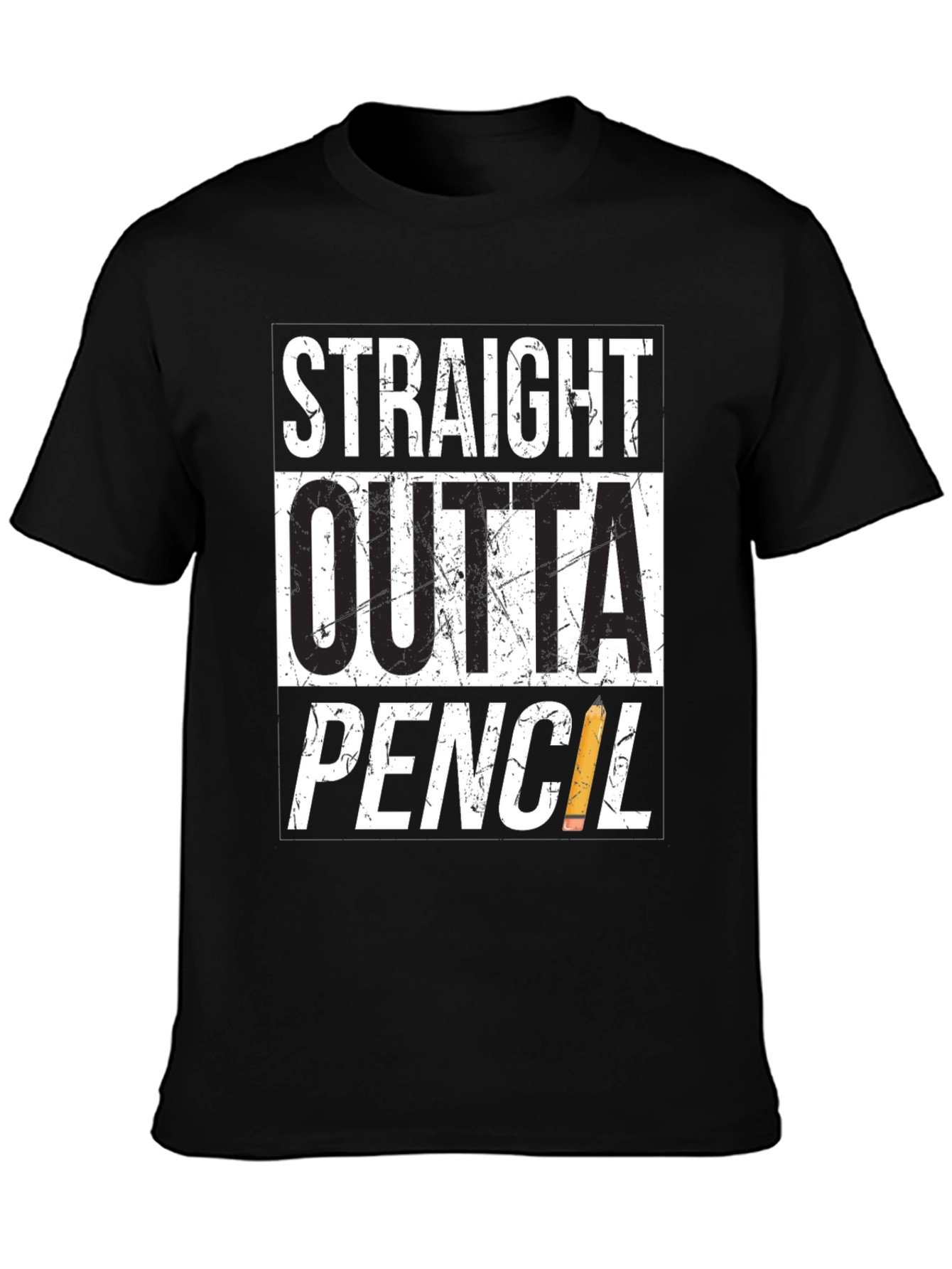 Black Straight Outta Pencil T-Shirt - Black Graphic Tee view 3