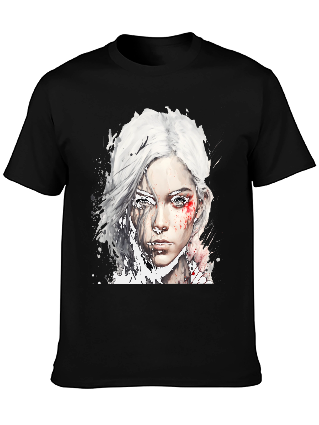 Black Watercolor Woman Graphic Black T-Shirt view 3